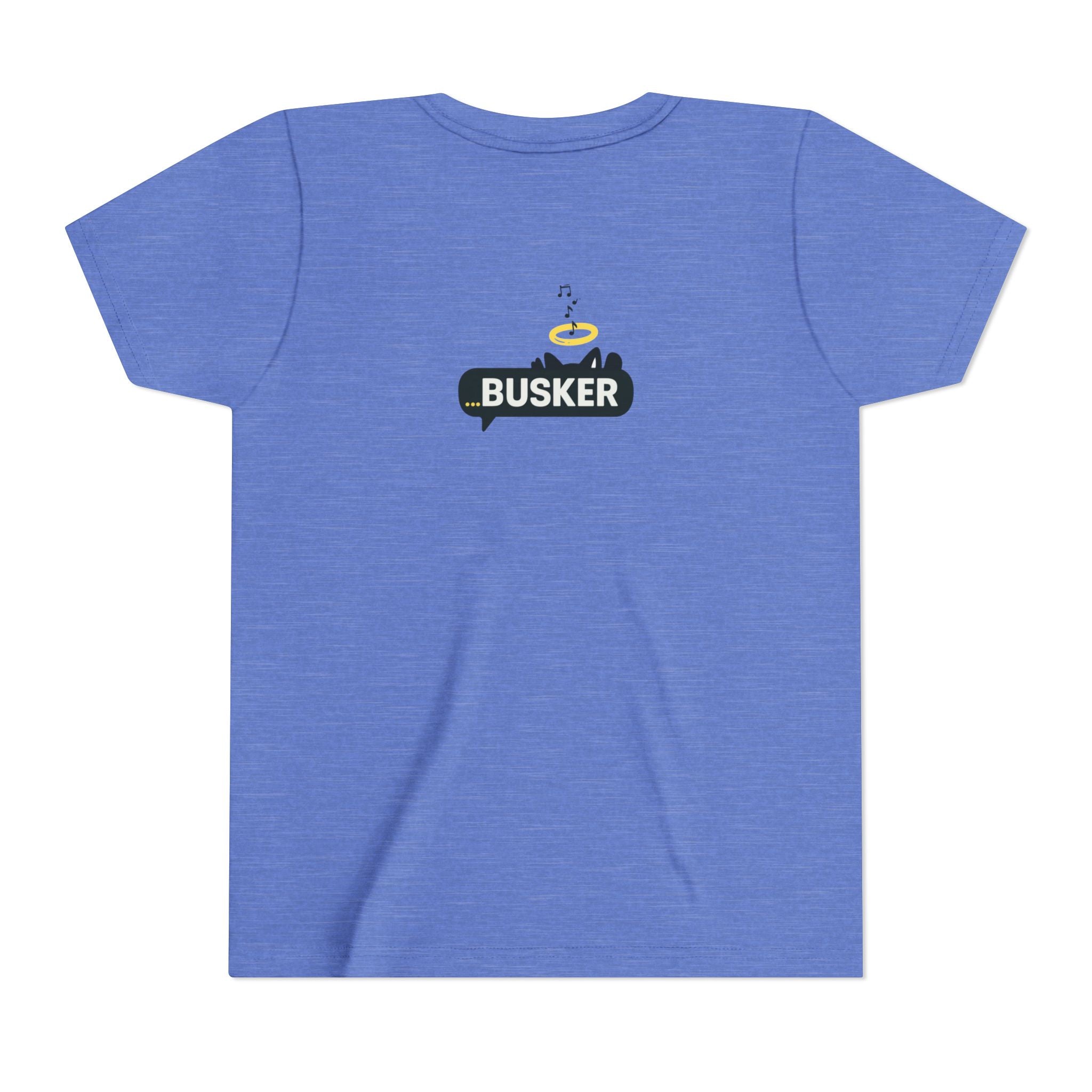 Busker Youth Short Sleeve Tee, Fun Summer Tee, Music Lover Gift, Kids Graphic T-Shirt, Festival Outfit, Creative Gift Idea