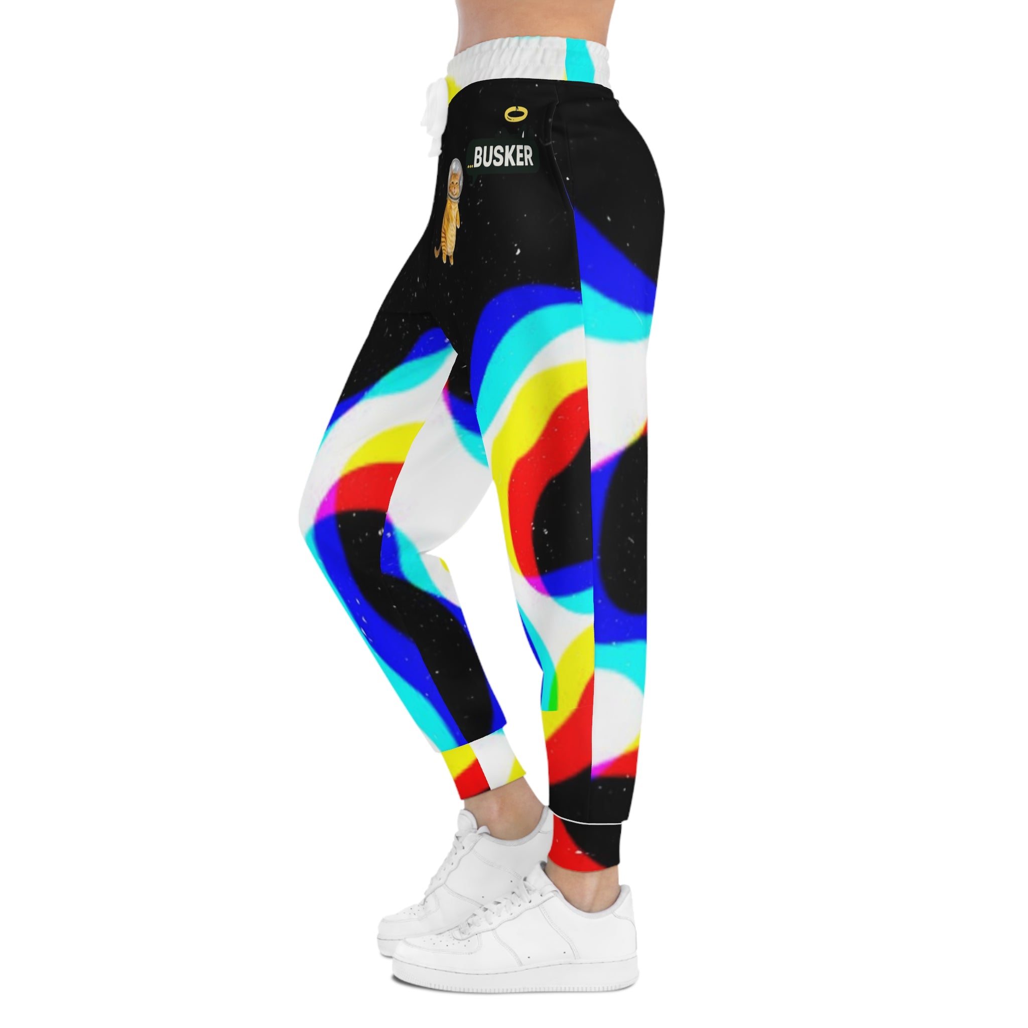 Colorful Cat Print Athletic Joggers, Trendy Loungewear, Comfortable Workout Pants, Fun Gift for Cat Lovers, Unique Activewear