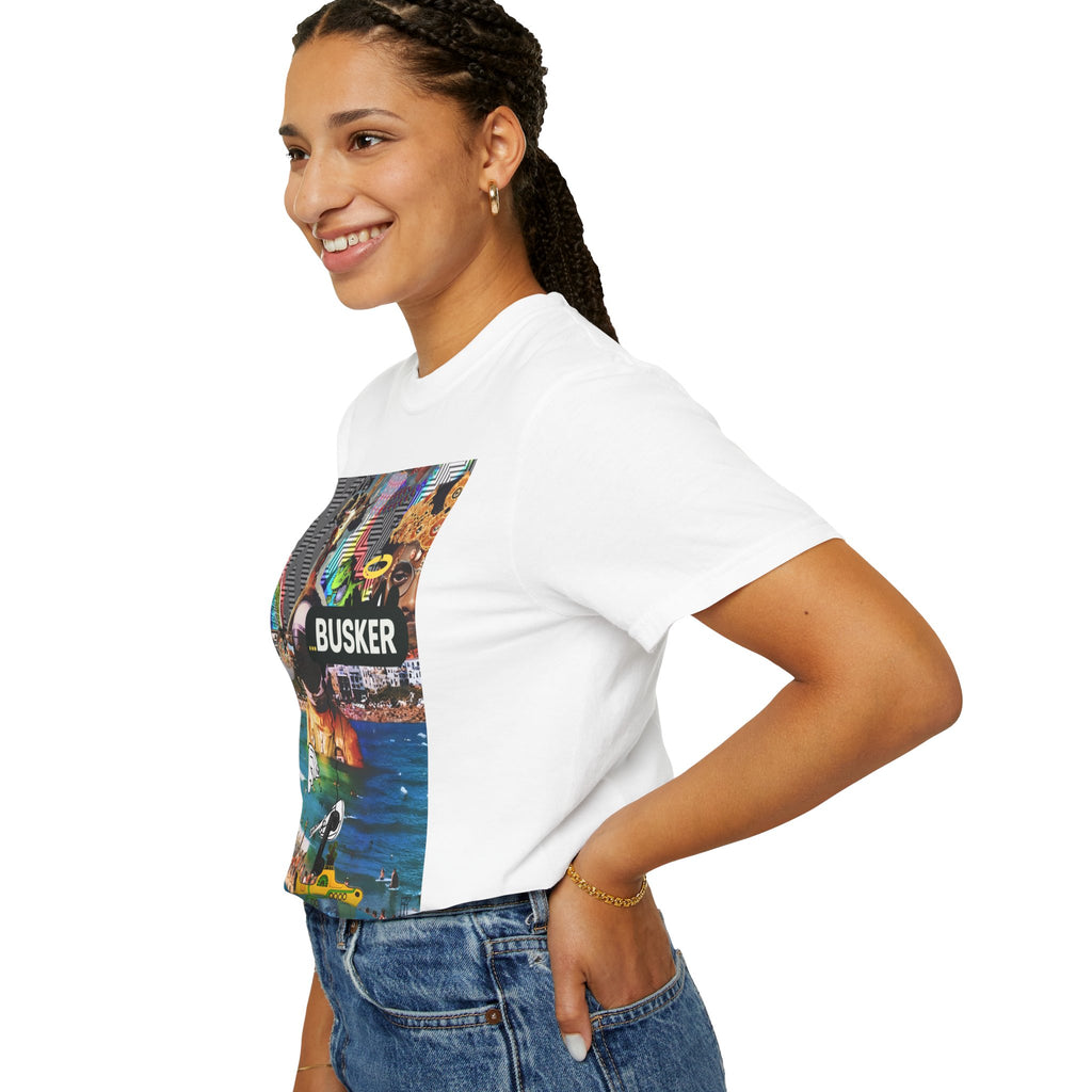 Vibrant Busker T-Shirt, Unisex Graphic Tee, Street Art Inspired Apparel, Casual Wear, Summer Festival Clothing