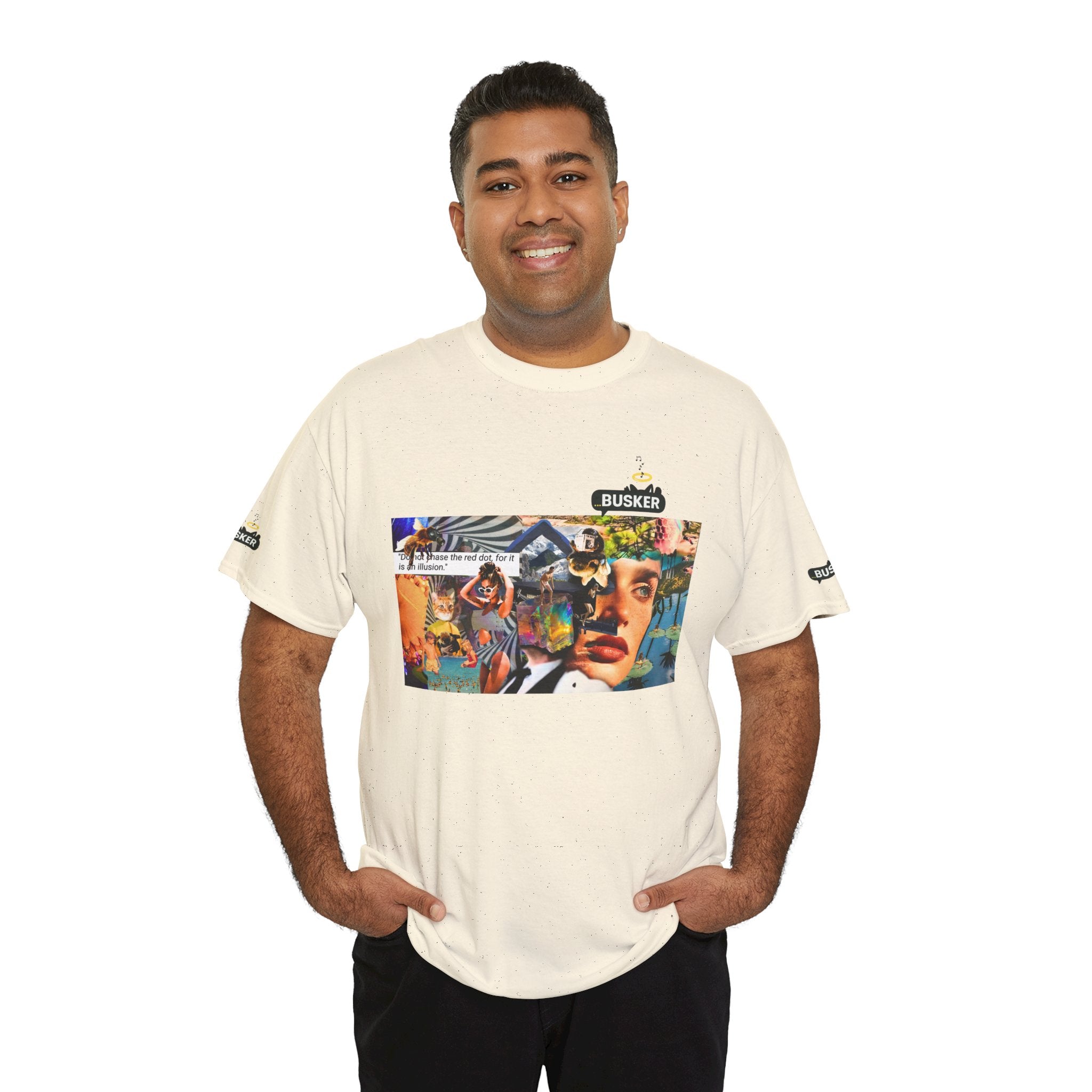 Artistic Unisex Heavy Cotton Tee - Vibrant Busker Design