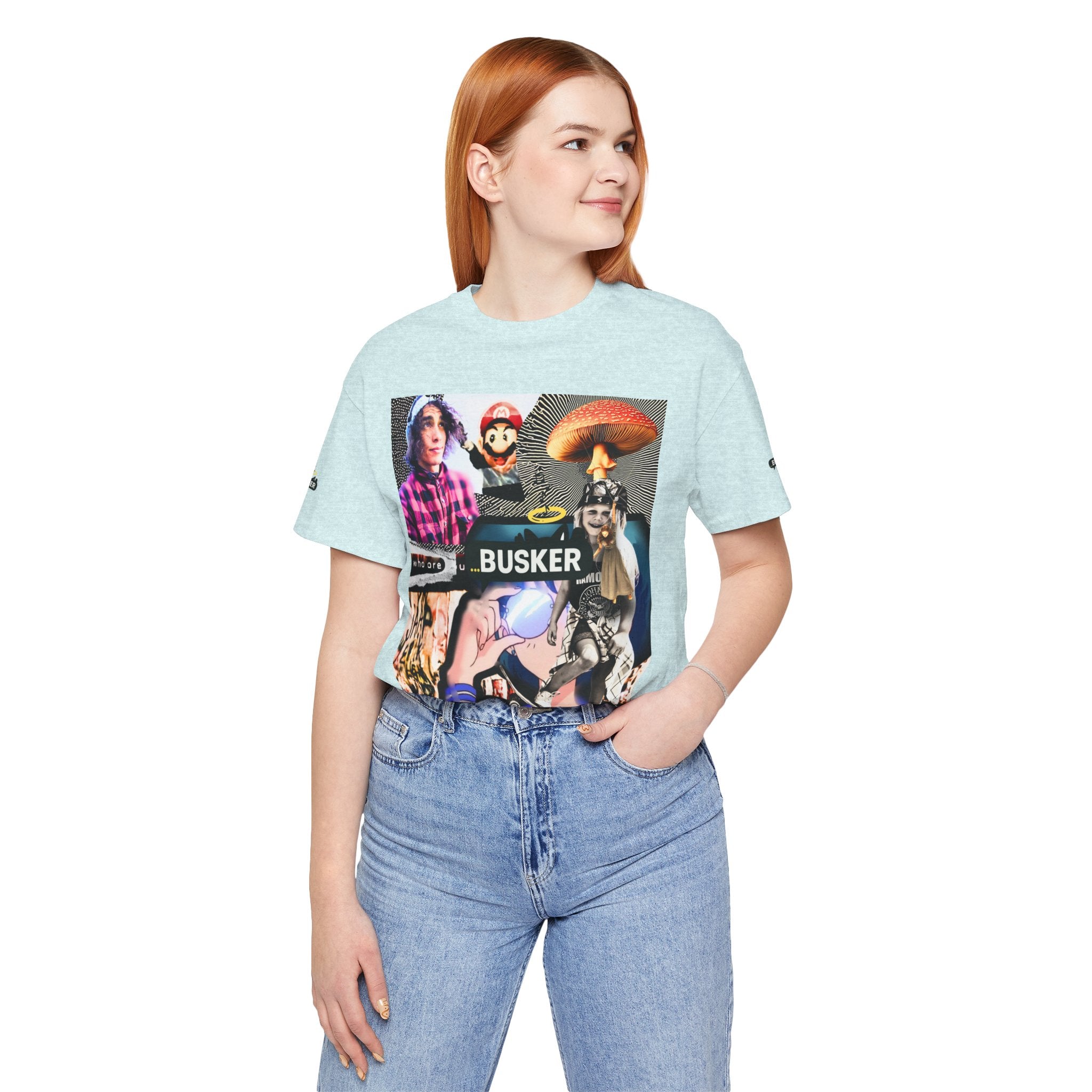 Busker Vibe Unisex Tee - Music & Art Collage Design