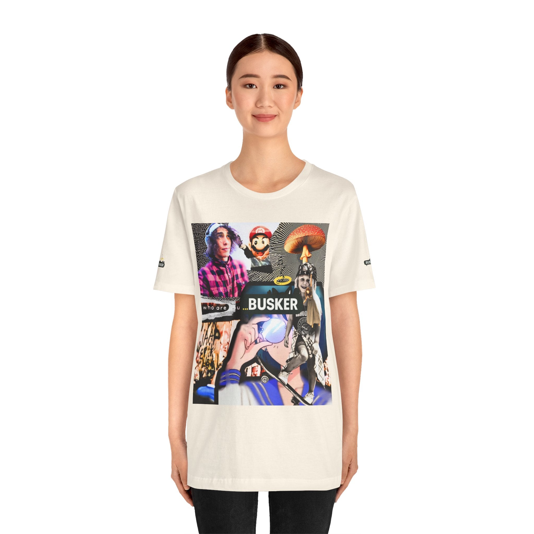 Busker Vibe Unisex Tee - Music & Art Collage Design
