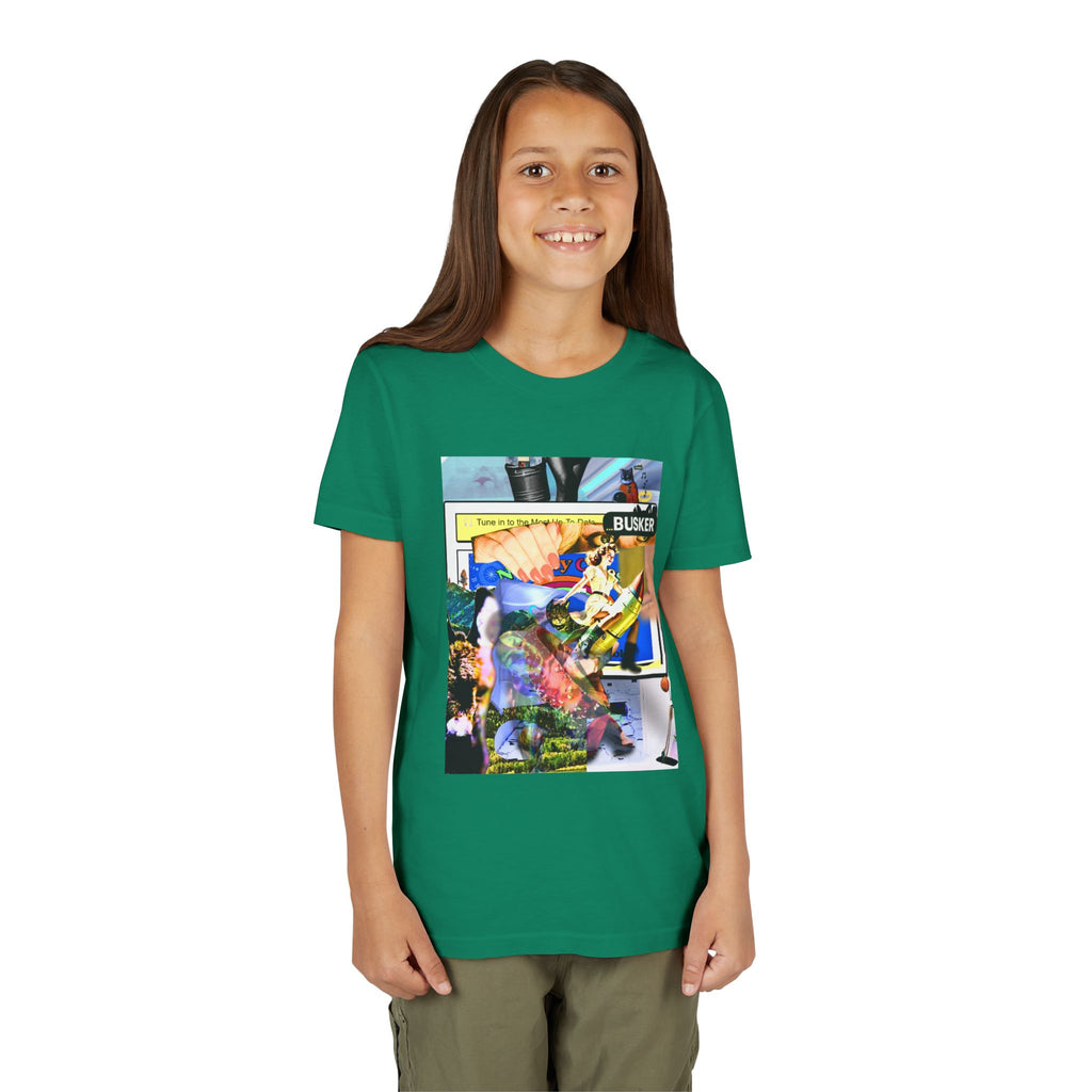 Colorful Youth Short Sleeve Tee - "Busker" Graphic Art Top