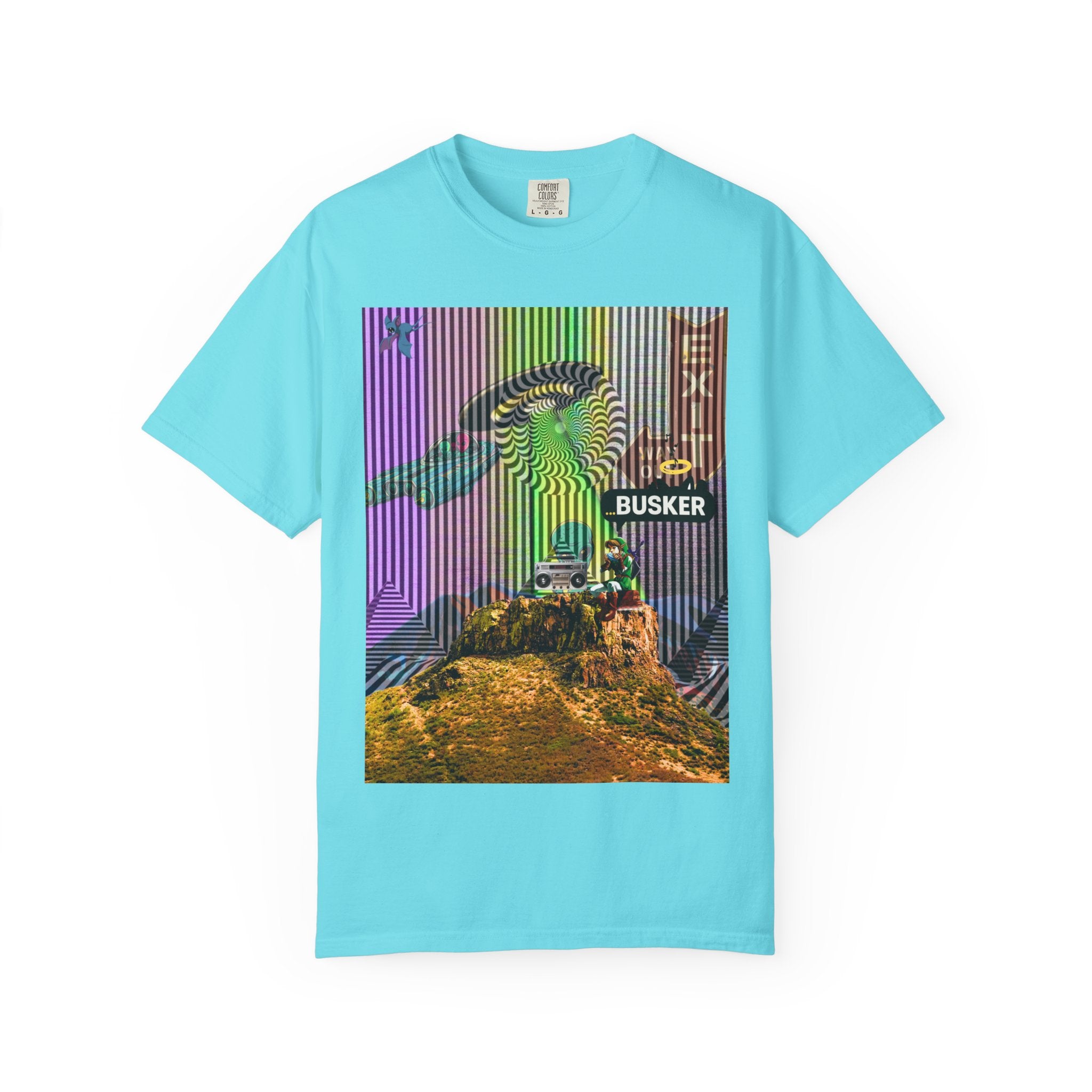 Psychedelic Busker T-Shirt, Unisex Graphic Tee, Music Lover Gift, Festival Wear, Casual Streetwear, Colorful Arttee