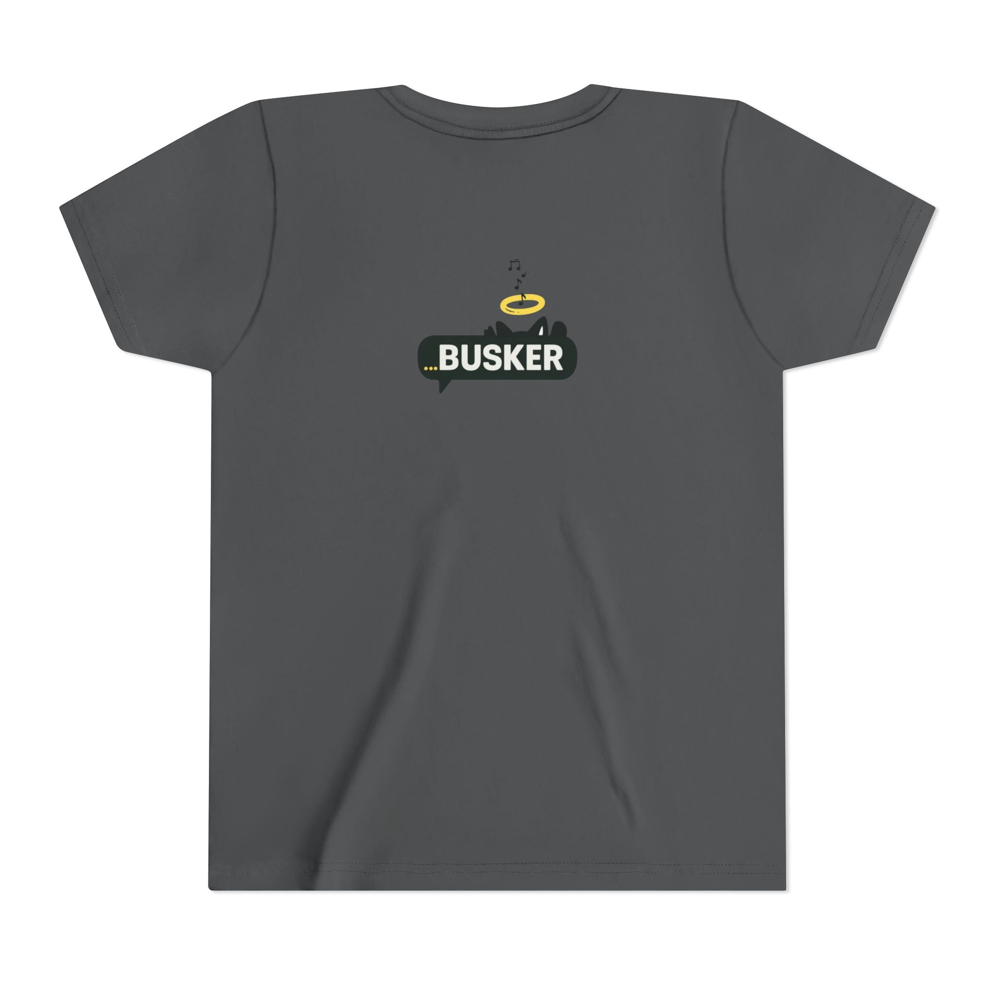 Busker Youth Short Sleeve Tee, Fun Summer Tee, Music Lover Gift, Kids Graphic T-Shirt, Festival Outfit, Creative Gift Idea