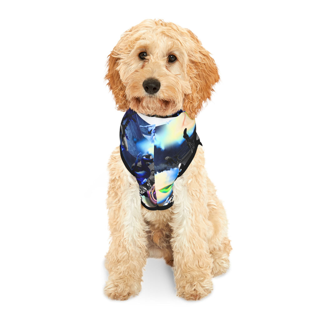 Busker Collage Pet Hoodie — Colorful Urban Music Graphic
