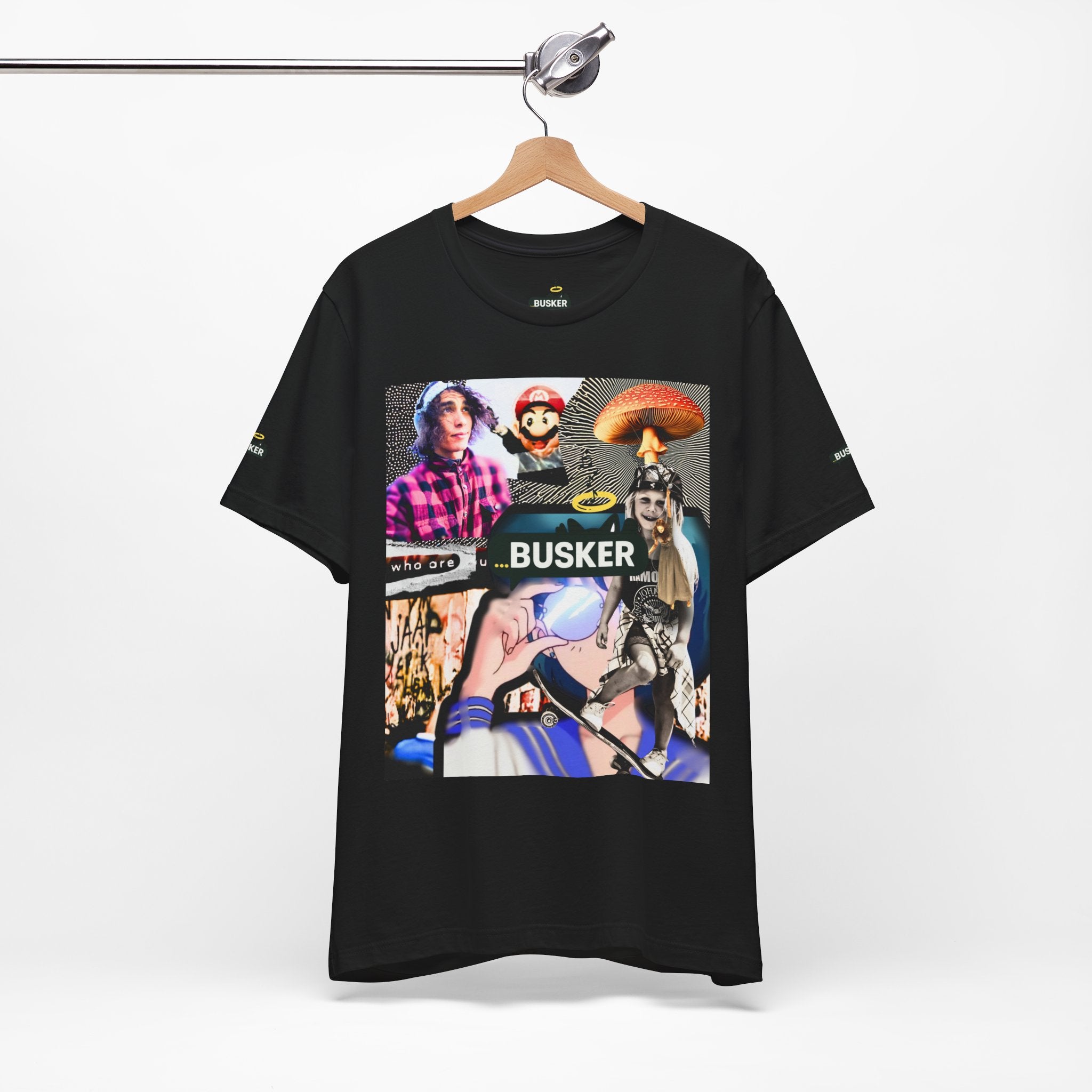 Busker Vibe Unisex Tee - Music & Art Collage Design