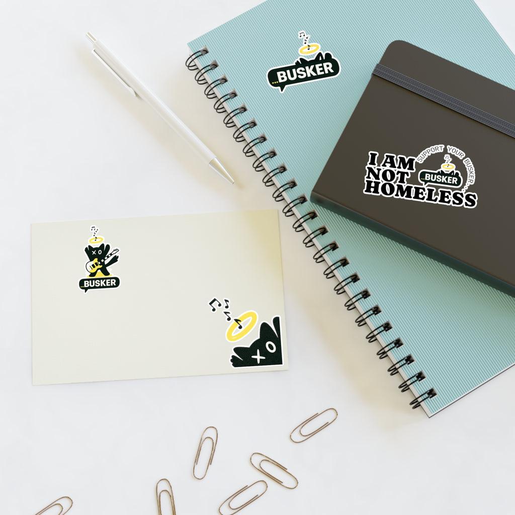 Support Your Busker Sticker Sheets | Unique Musician Art, Vinyl Decals, Cute Gift for Music Lovers, Home Decor, Festival Accessories