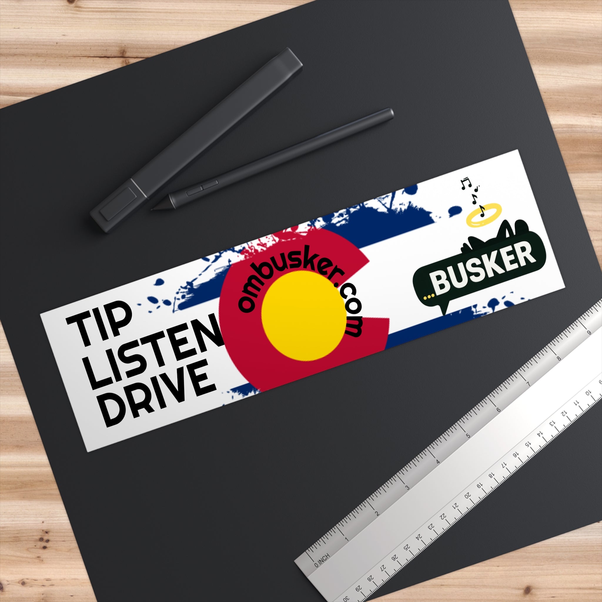 Colorful Busker Bumper Stickers | Creative Car Decor, Unique Gift for Music Lovers, Road Trip Essentials, Travel Accessories