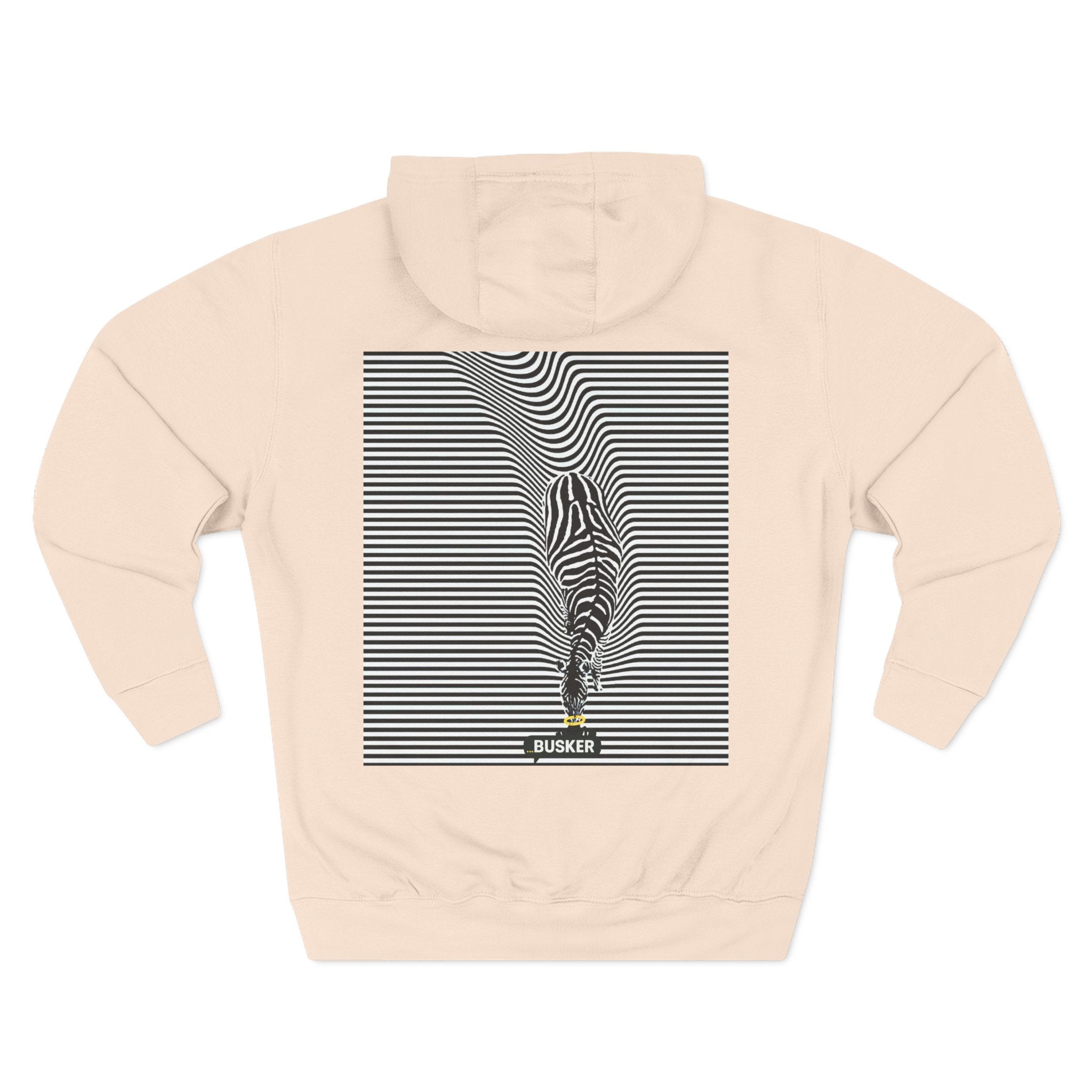 Busker Three-Panel Fleece Hoodie, Striped Design, Unisex Fashion Hoodie, Cozy Gift for Music Lovers, Street Performer Style