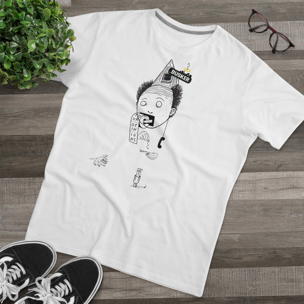 Men's Graphic Tee with Busker Design - Casual Cotton Top for Music Lovers, Gift for Concert Goers, Street Art Enthusiasts, Urban Style [...]