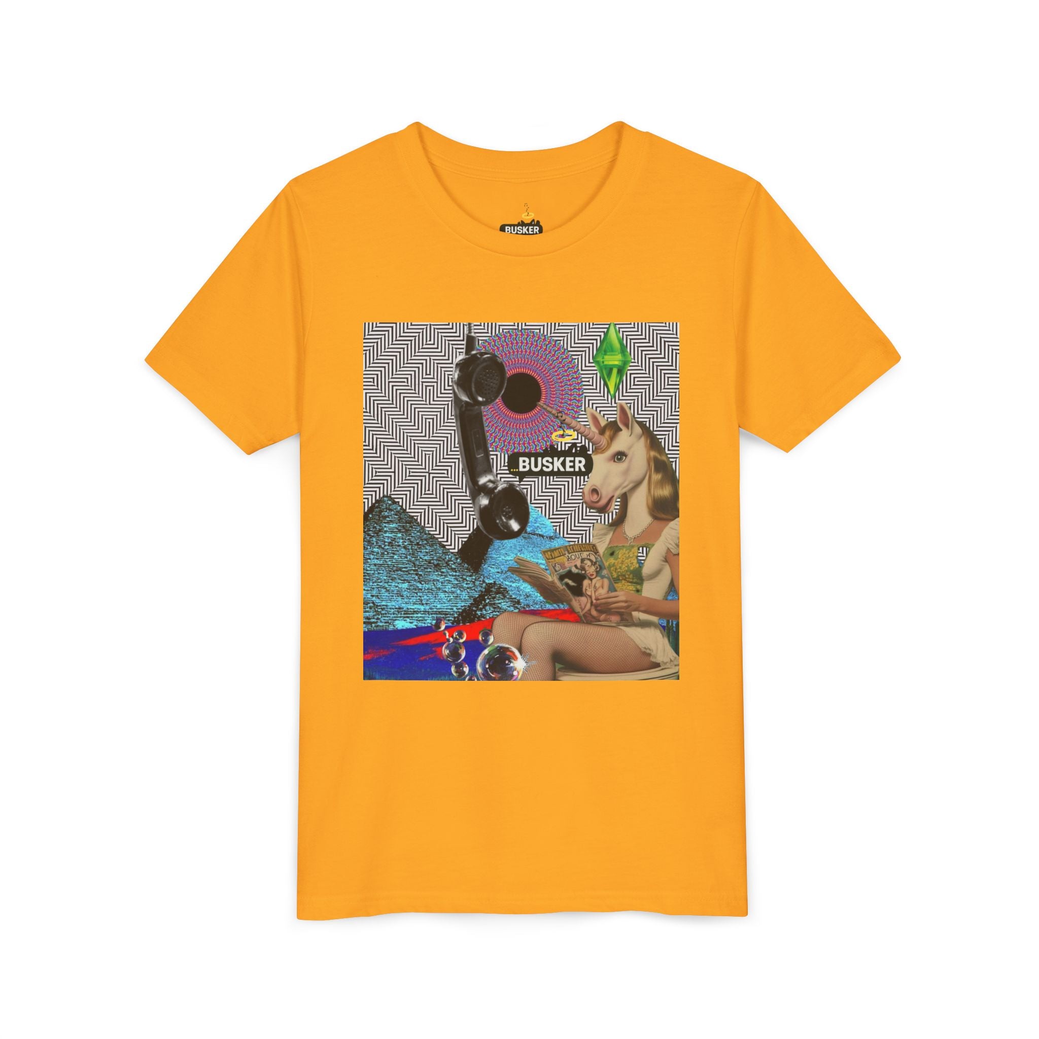 Youth Graphic Tee with Fun 'Busker' Design, Cool Summer Shirt, Gifts for Kids, Festival Attire, Trendy Youthwear