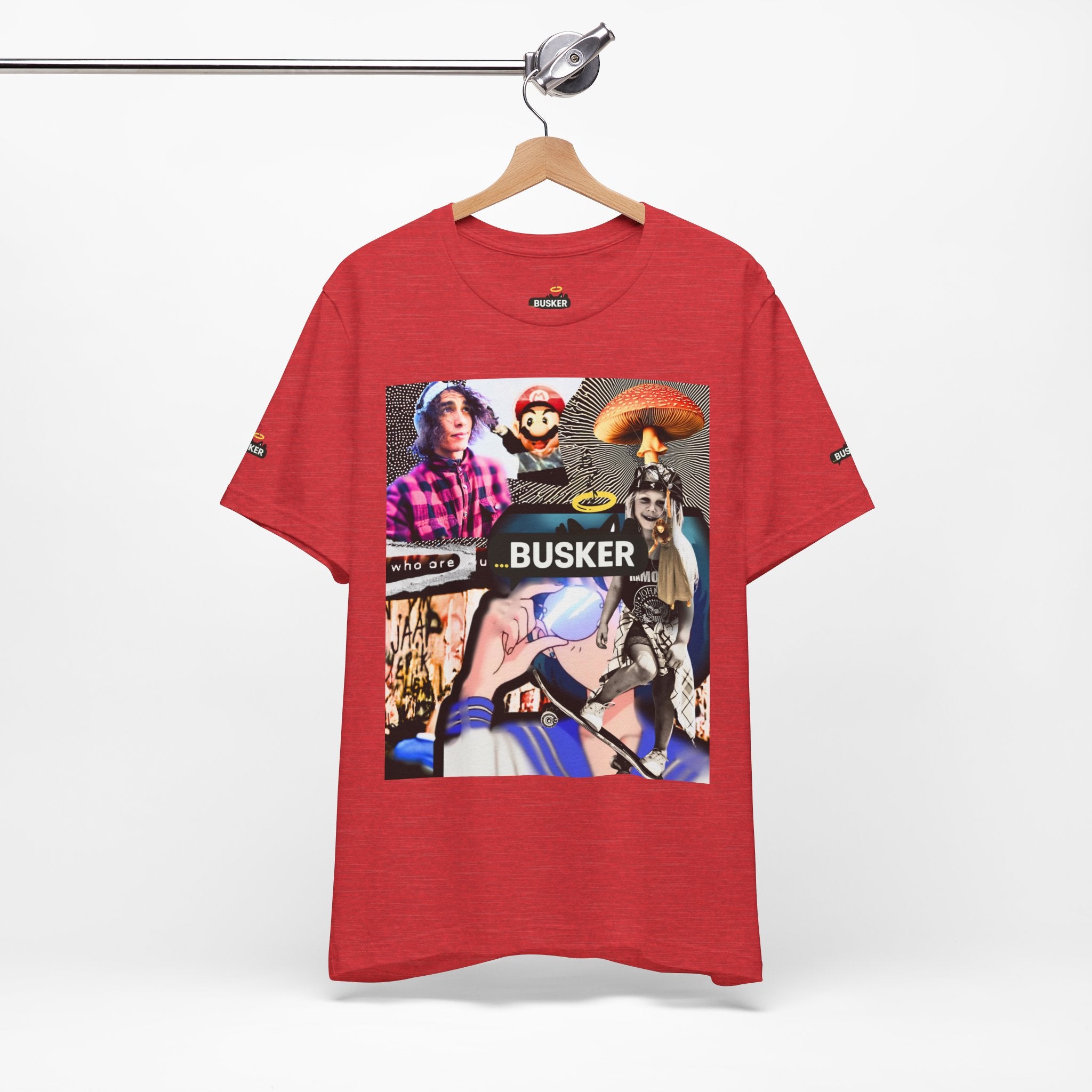 Busker Vibe Unisex Tee - Music & Art Collage Design