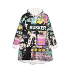 Cozy Unisex Hooded Blanket - Vibrant 'BUSKER' Design for Comfort and Style