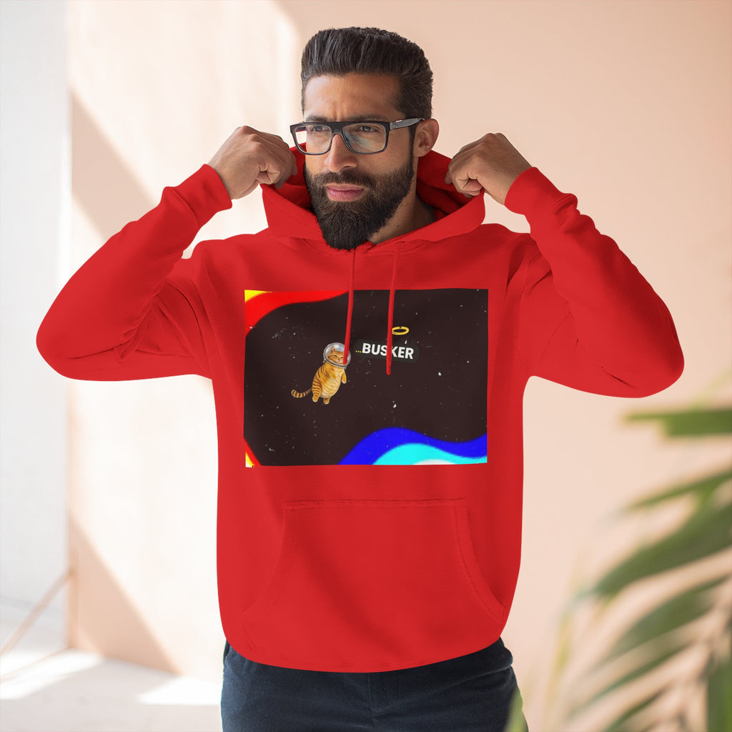 Colorful Space Cat Fleece Hoodie, Cozy, Unique, Gift for Cat Lovers, Birthday, Casual Wear, Fun Design
