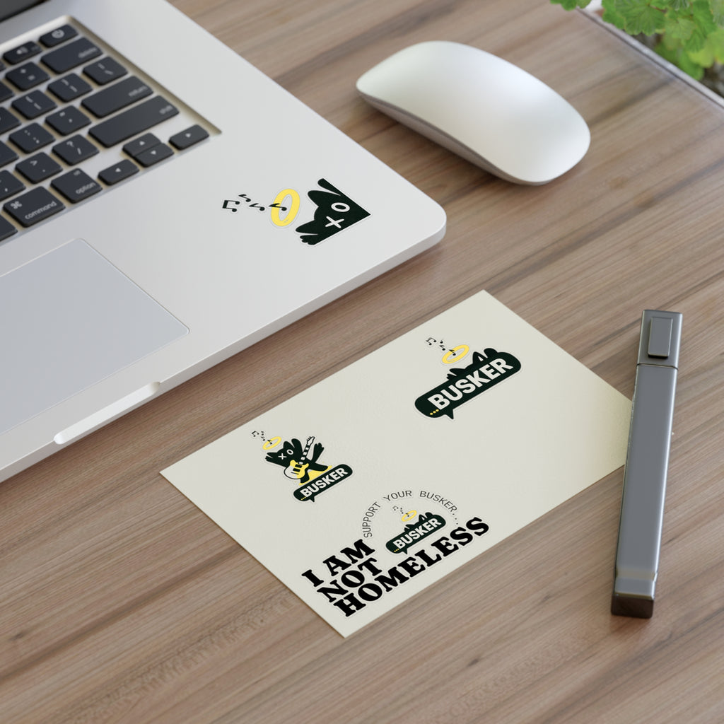 Support Your Busker Sticker Sheets | Unique Musician Art, Vinyl Decals, Cute Gift for Music Lovers, Home Decor, Festival Accessories