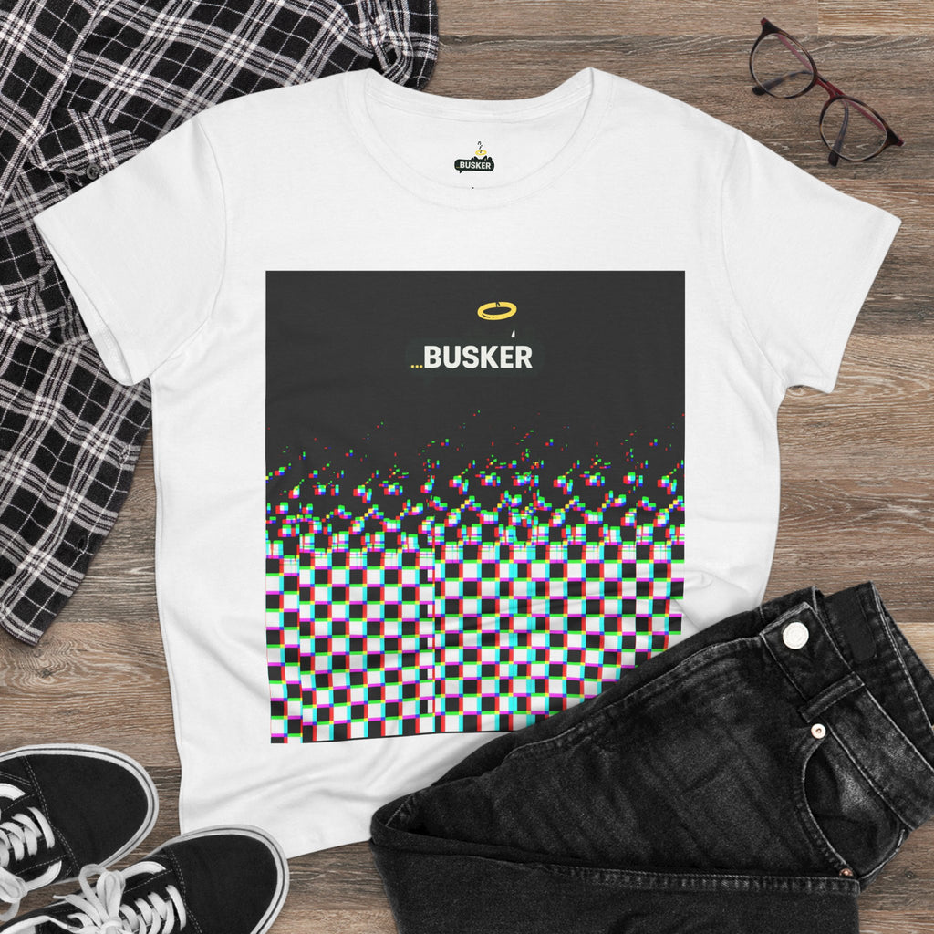 Glitch Art Women's Tee, Casual Graphic Shirt for Music Lovers, Unique Gift for Festivals, Summer Wardrobe Essential, Unisex Style