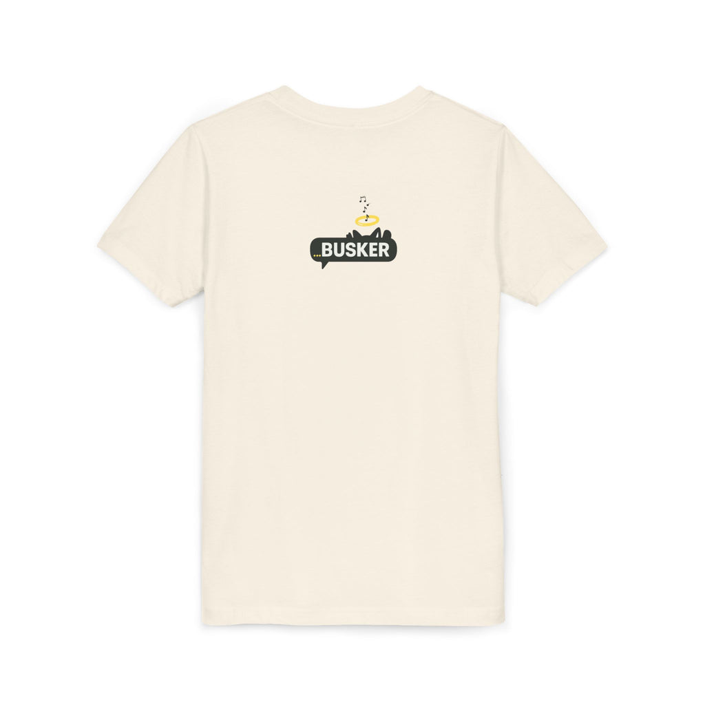 Busker Youth Tee, Fun Kids Shirt, Music Lover Gift, Summer Outfit, Creative Kids Clothing, Unique Graphic Tee