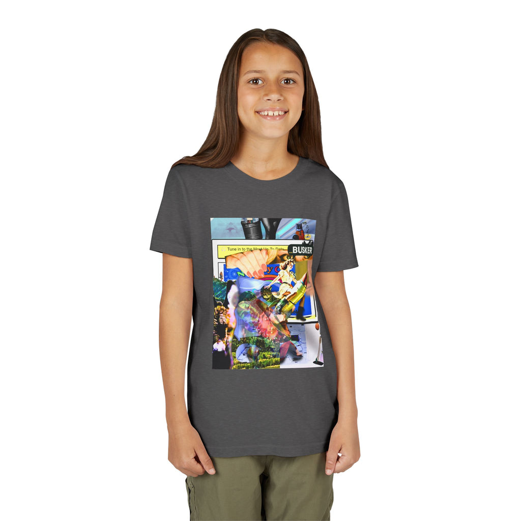 Colorful Youth Short Sleeve Tee - "Busker" Graphic Art Top