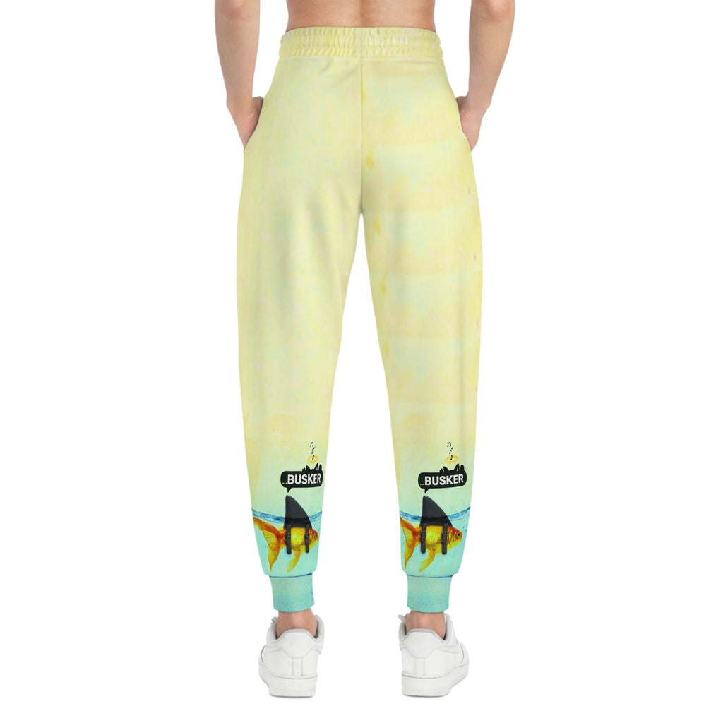 Vibrant Busker Athletic Joggers, Casual Streetwear Pants, Summer Travel Gear, Festival Outfit, Unique Gift for Music Lovers