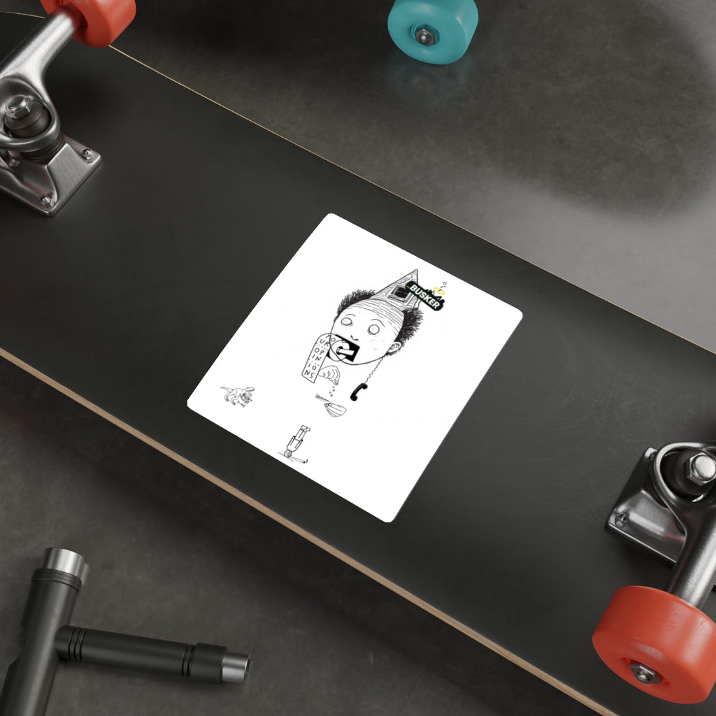 Whimsical Busker Die-Cut Stickers - Fun Decor for Laptops, Water Bottles, Journals, Gifts, or Party Favors