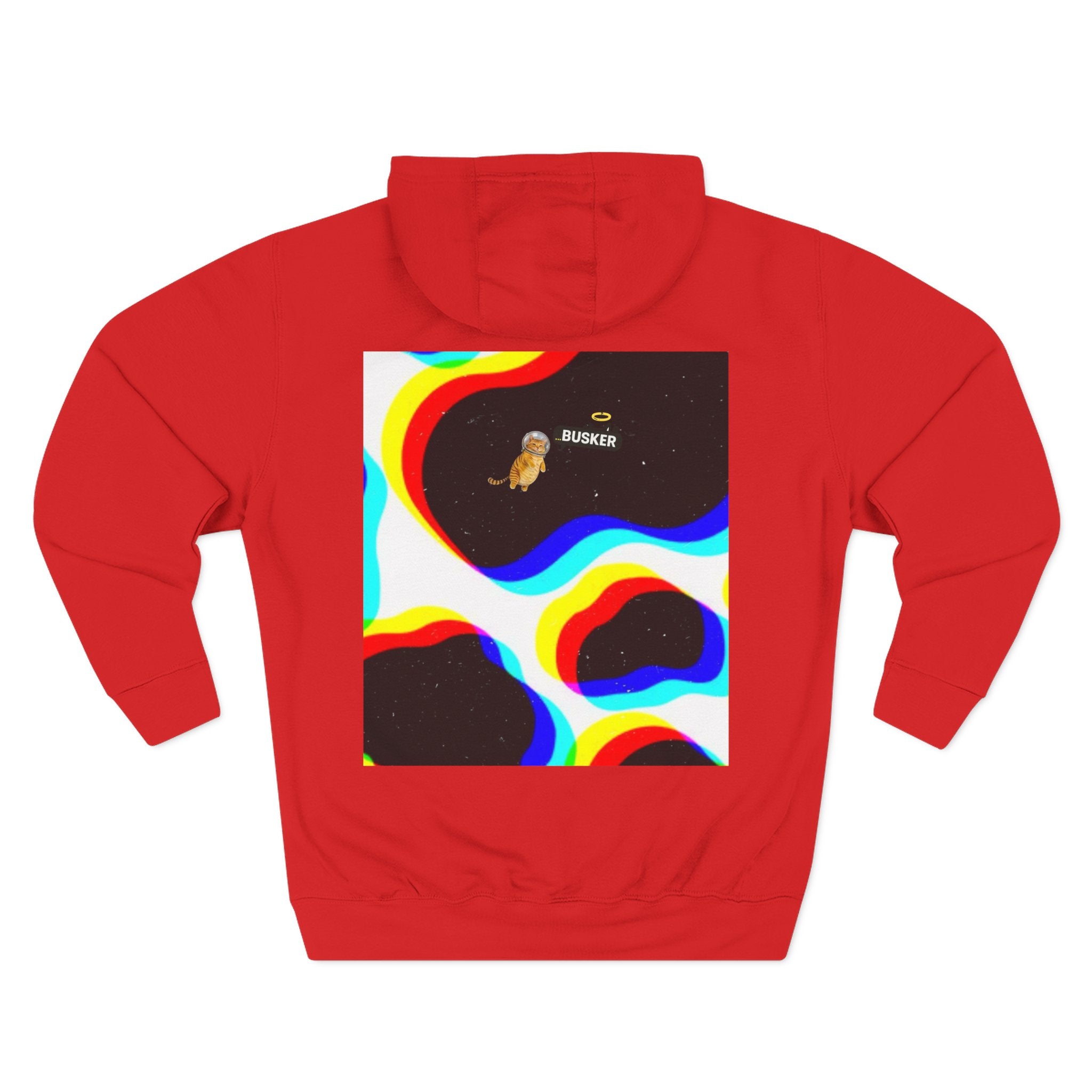 Colorful Space Cat Fleece Hoodie, Cozy, Unique, Gift for Cat Lovers, Birthday, Casual Wear, Fun Design