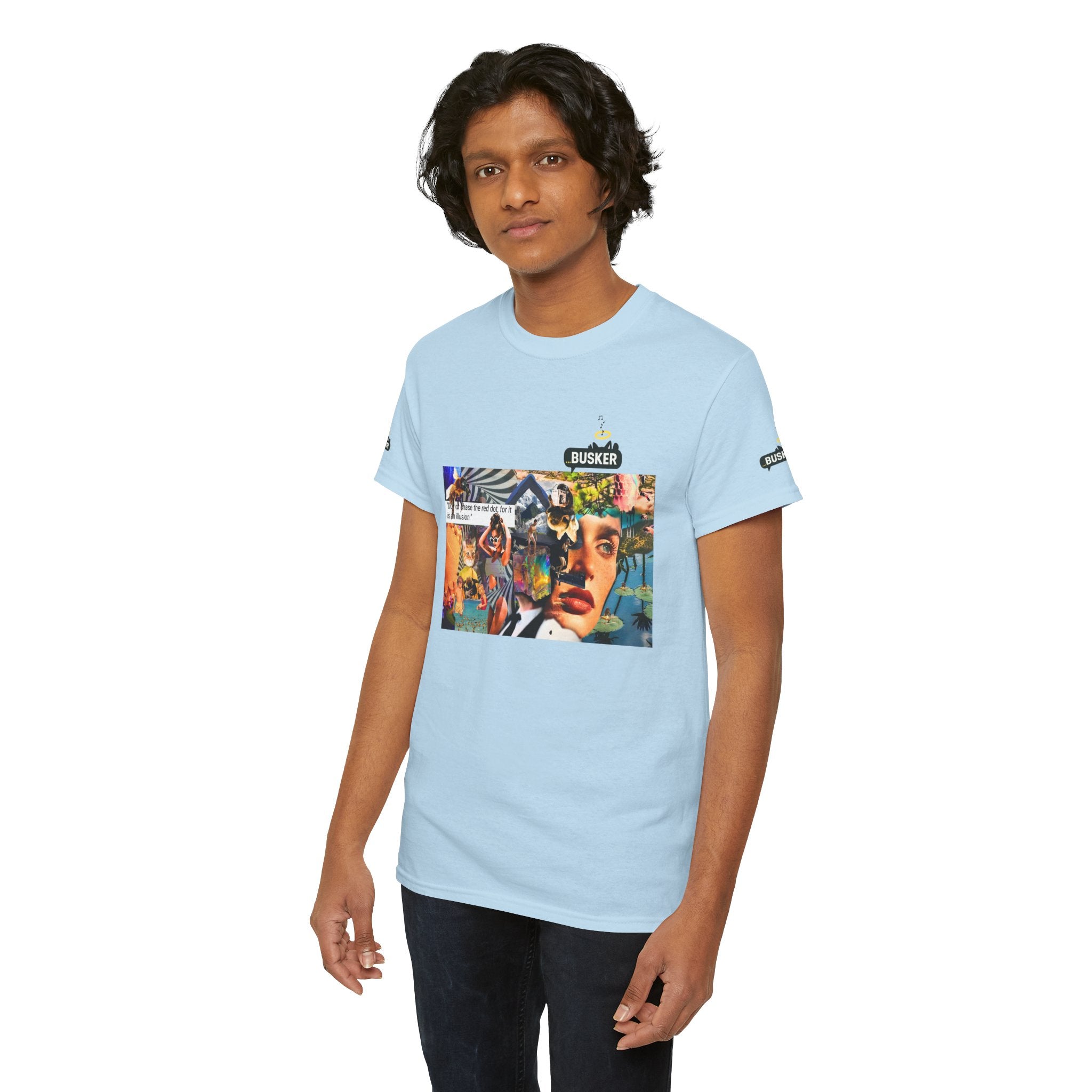 Artistic Unisex Heavy Cotton Tee - Vibrant Busker Design