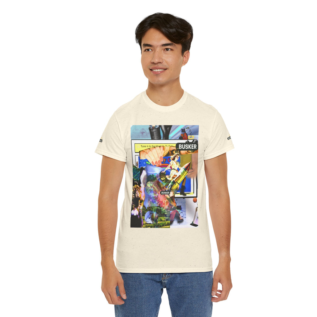 Cool Graphic Unisex Heavy Cotton Tee - 'Busker' Design