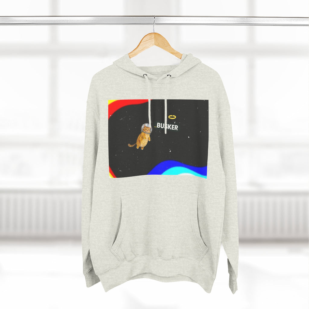 Colorful Space Cat Fleece Hoodie, Cozy, Unique, Gift for Cat Lovers, Birthday, Casual Wear, Fun Design