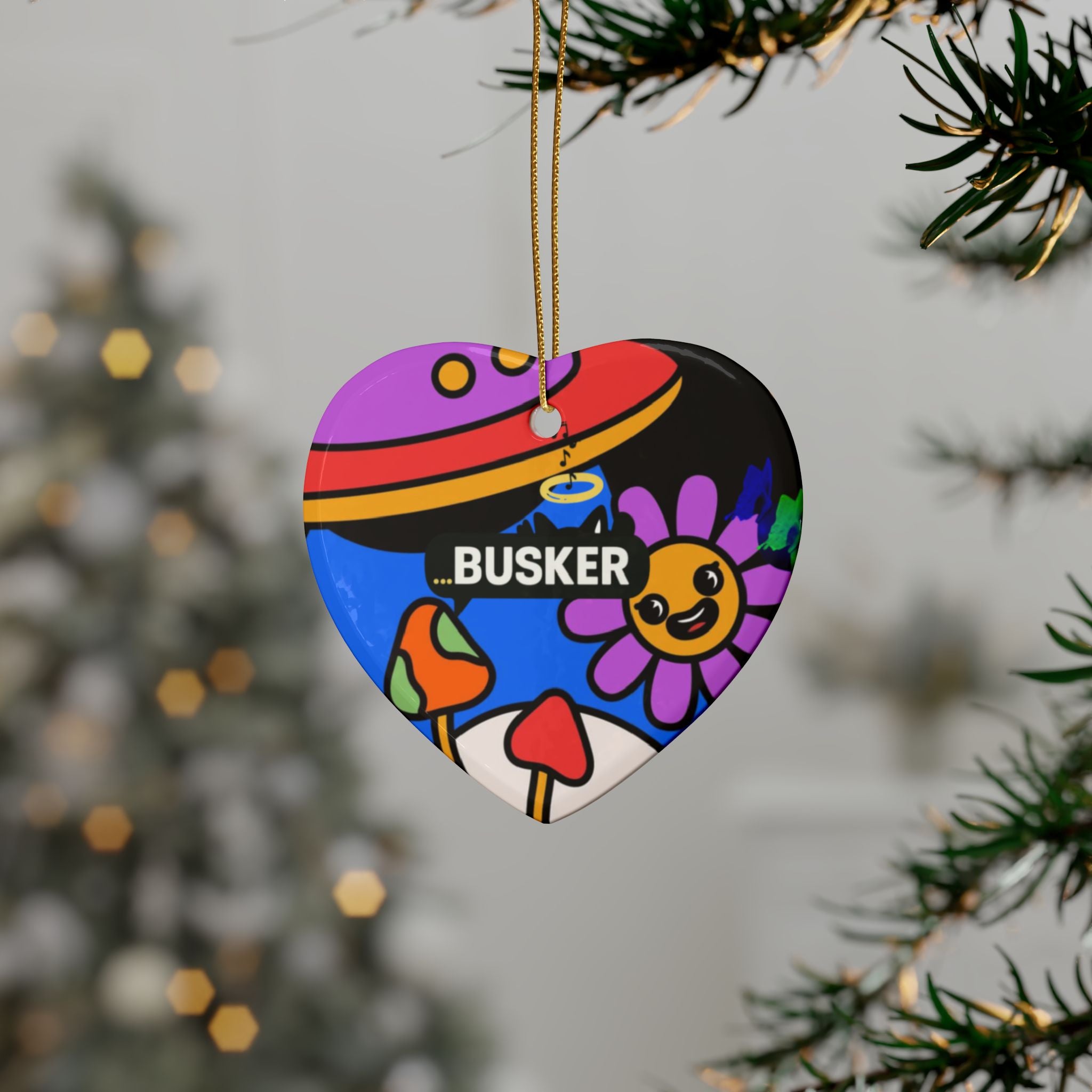 Colorful Heart-Shaped Ceramic Ornaments, Fun Holiday Decor, Unique Gifts, Festive Tree Decorations, Vibrant Art for Celebrations