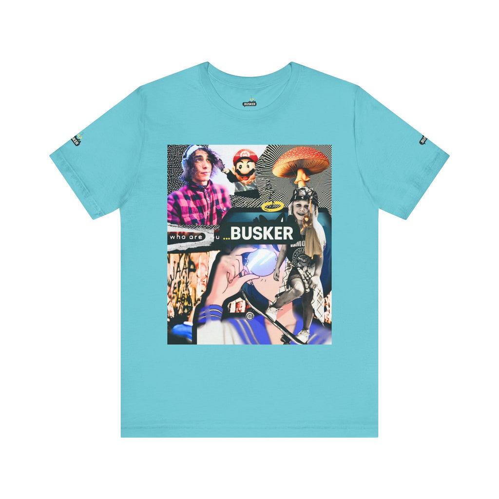 Busker Vibe Unisex Tee - Music & Art Collage Design