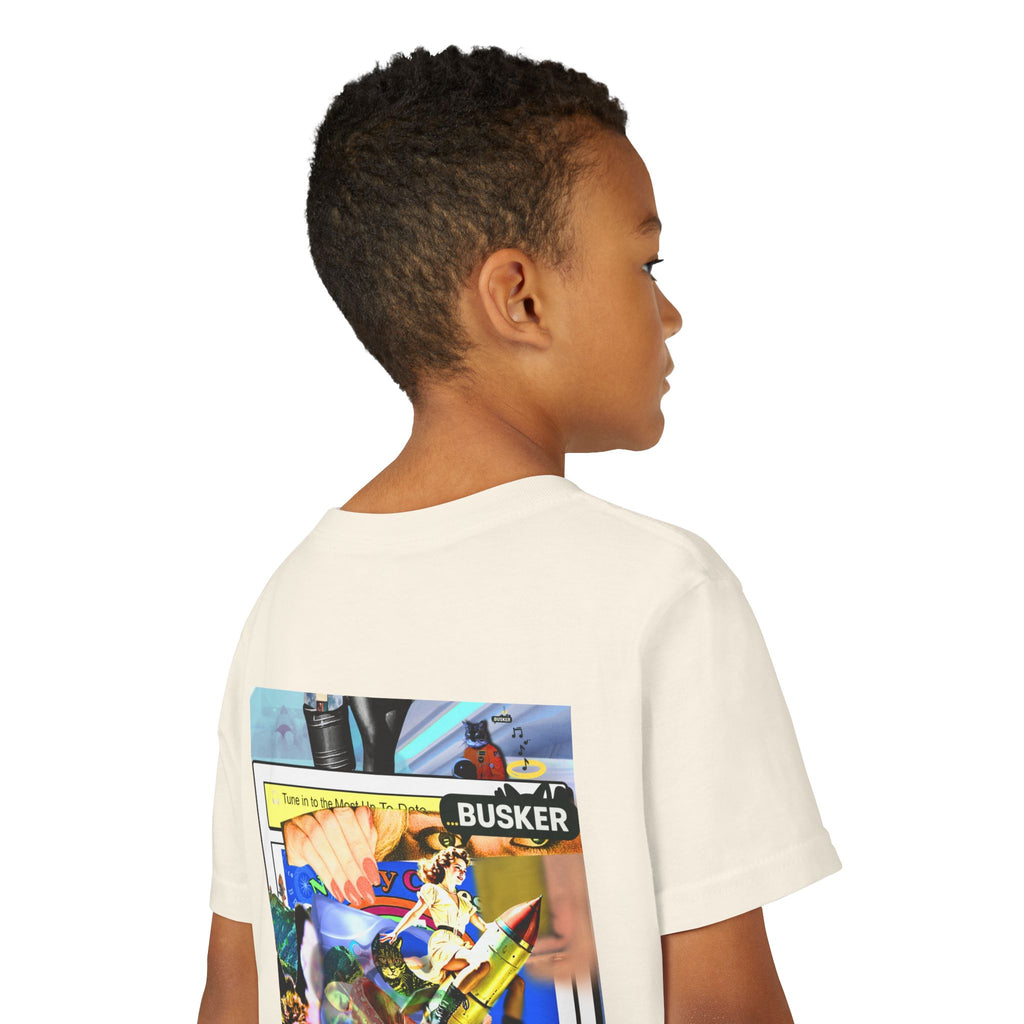 Colorful Youth Short Sleeve Tee - "Busker" Graphic Art Top