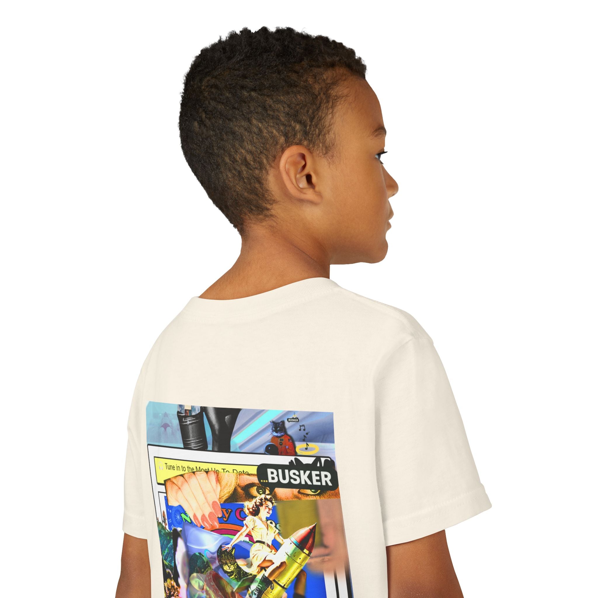 Colorful Youth Short Sleeve Tee - "Busker" Graphic Art Top