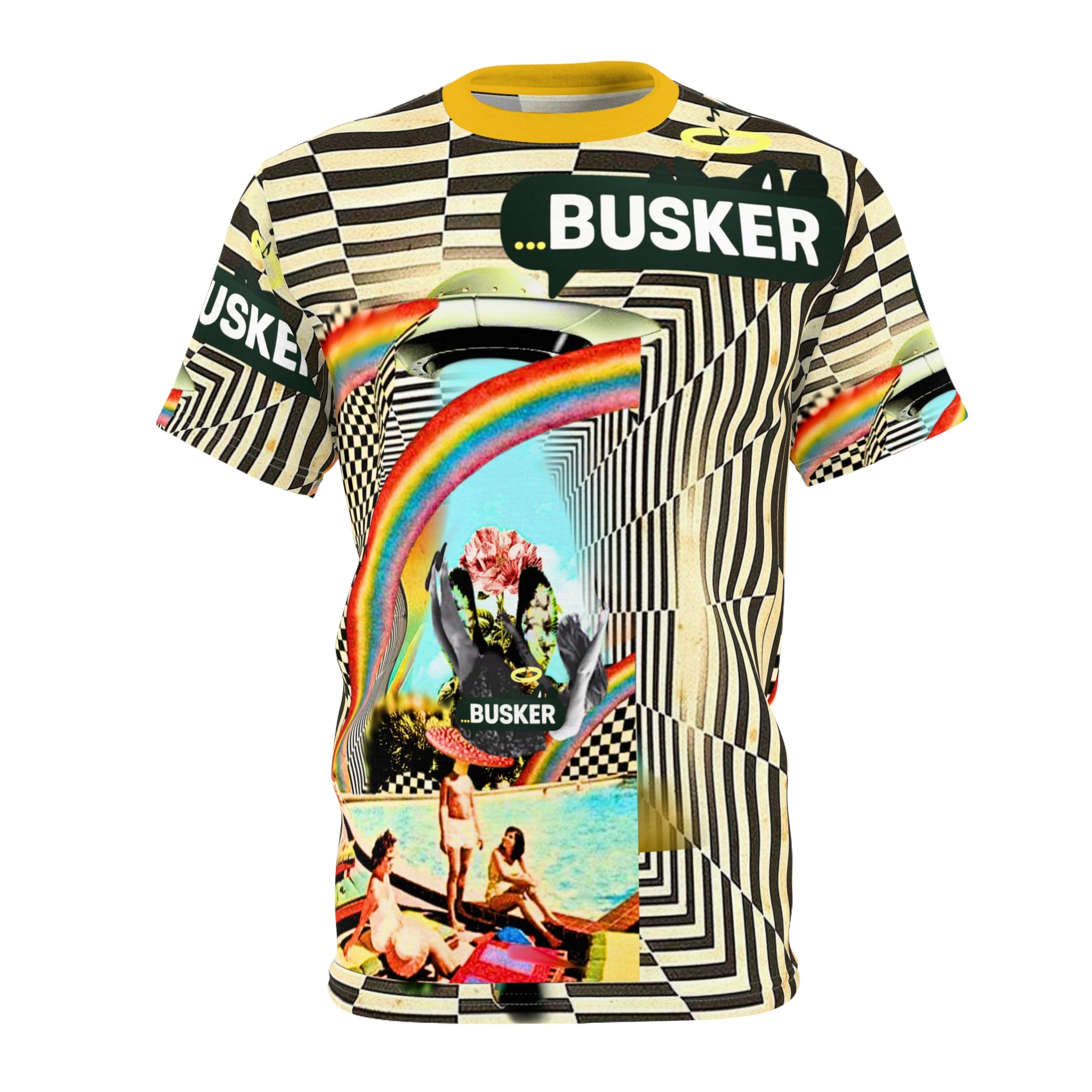 Vibrant Unisex Graphic Tee - Retro Summer Vibes with ‘Busker’ Design
