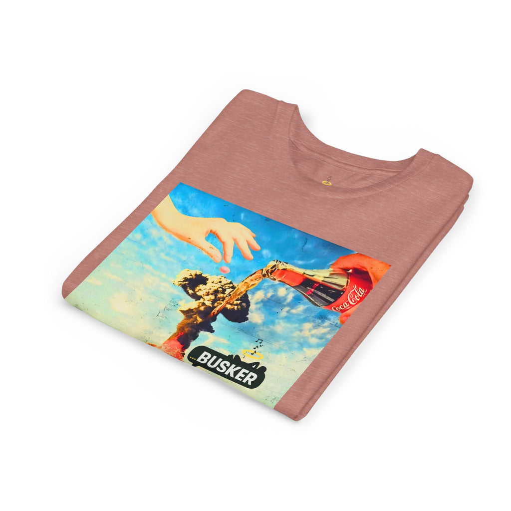 Busker Youth Short Sleeve Tee, Fun Summer Tee, Music Lover Gift, Kids Graphic T-Shirt, Festival Outfit, Creative Gift Idea