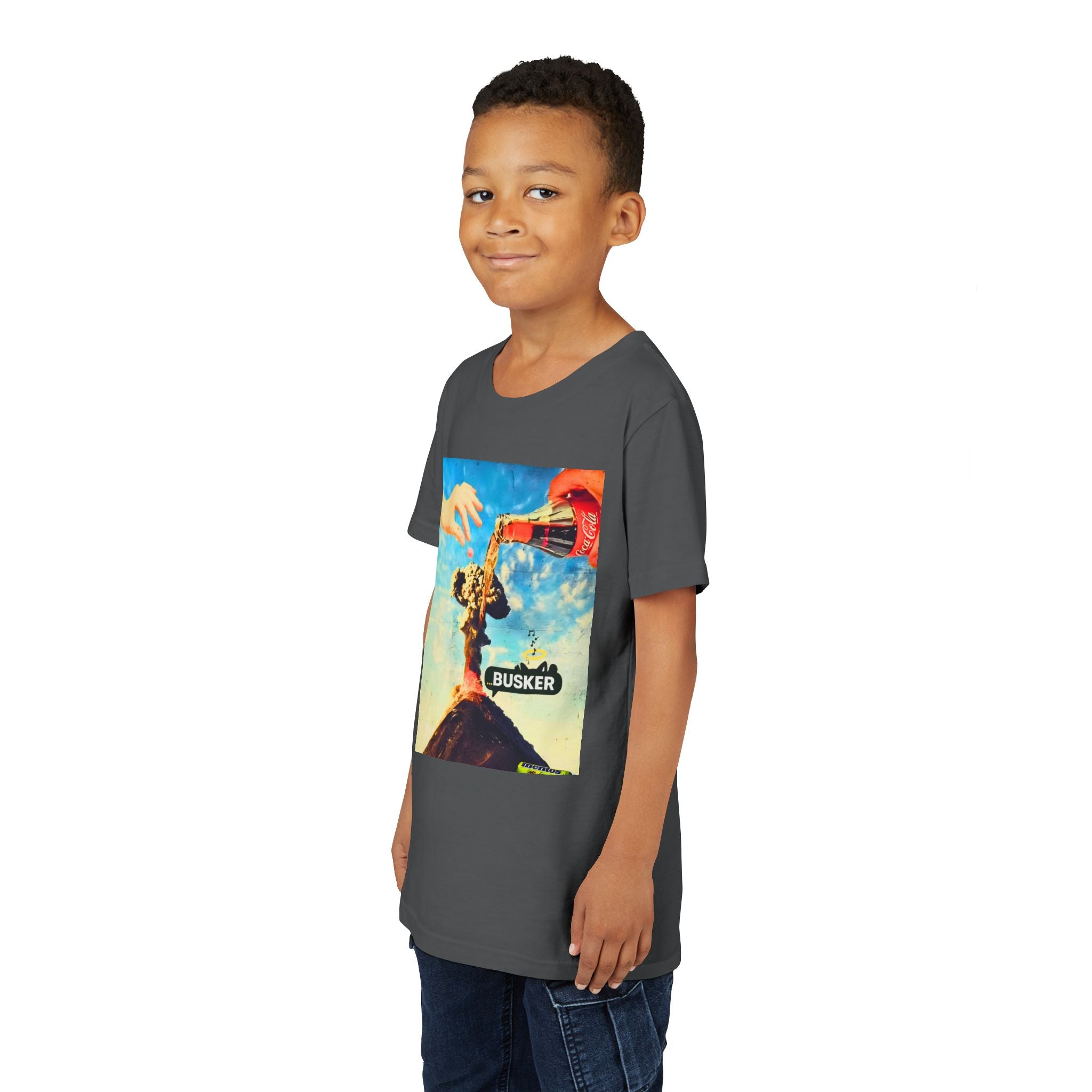 Busker Youth Short Sleeve Tee, Fun Summer Tee, Music Lover Gift, Kids Graphic T-Shirt, Festival Outfit, Creative Gift Idea