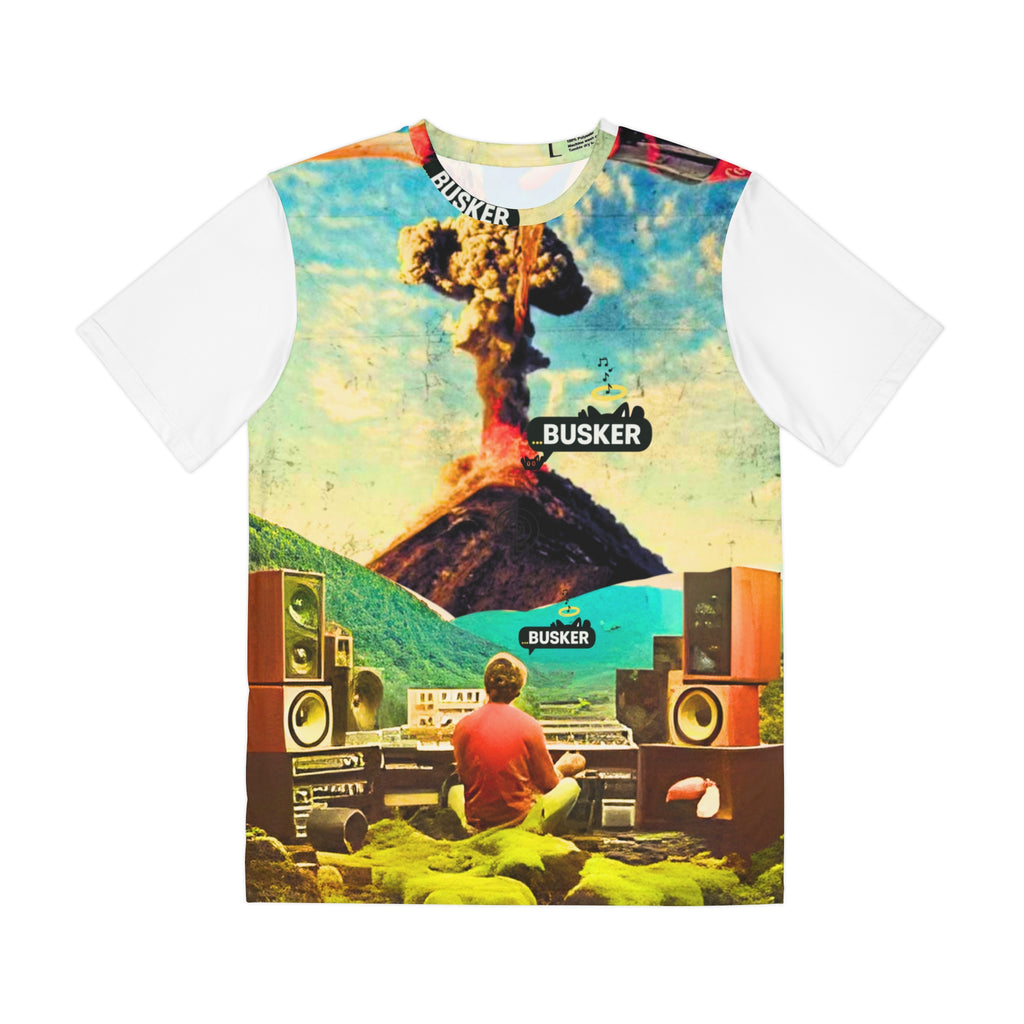 Vibrant Artistic Men's Tee, Music Lover Gift, Colorful Polyester Shirt, Unique Graphic T-Shirt, Trendy AOP Apparel