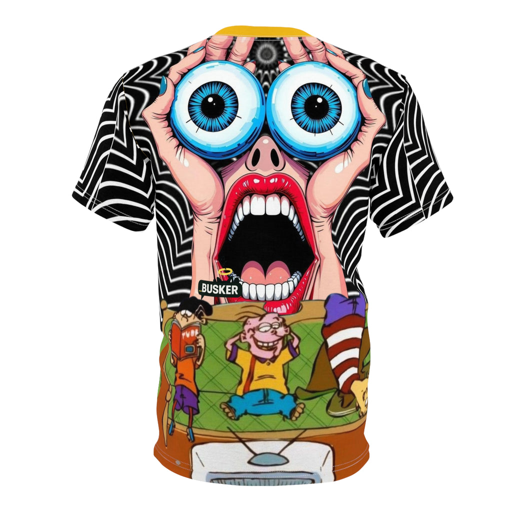 Bold Graphic Tee for Cartoon Lovers | Edgy AOP Unisex T-Shirt | Fun Gift for Anime Fans, Graphic Print Tee, Casual Wear