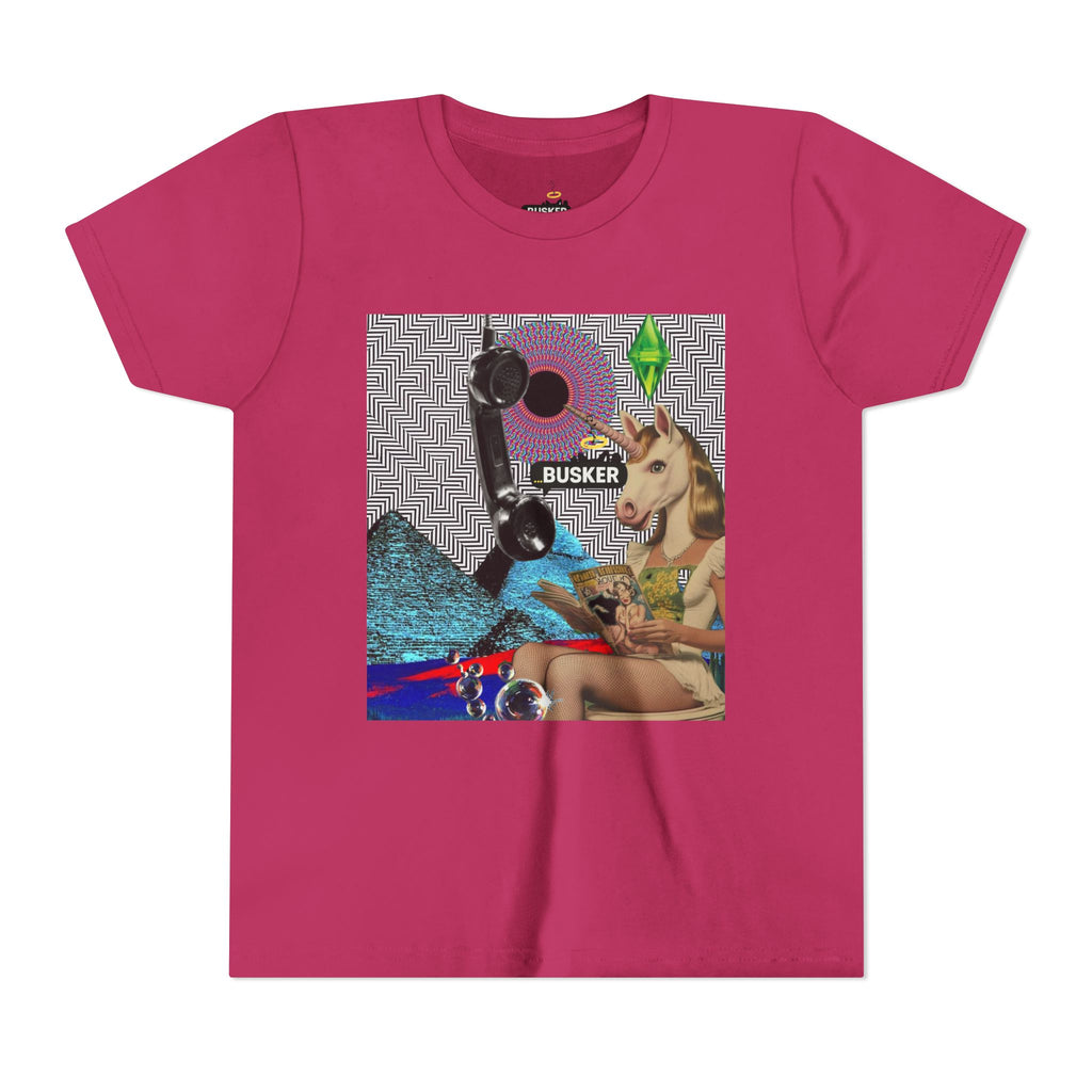 Youth Graphic Tee with Fun 'Busker' Design, Cool Summer Shirt, Gifts for Kids, Festival Attire, Trendy Youthwear