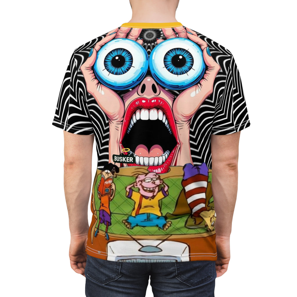 Bold Graphic Tee for Cartoon Lovers | Edgy AOP Unisex T-Shirt | Fun Gift for Anime Fans, Graphic Print Tee, Casual Wear