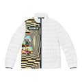 Men's Abstract Art Puffer Jacket - Colorful AOP Design