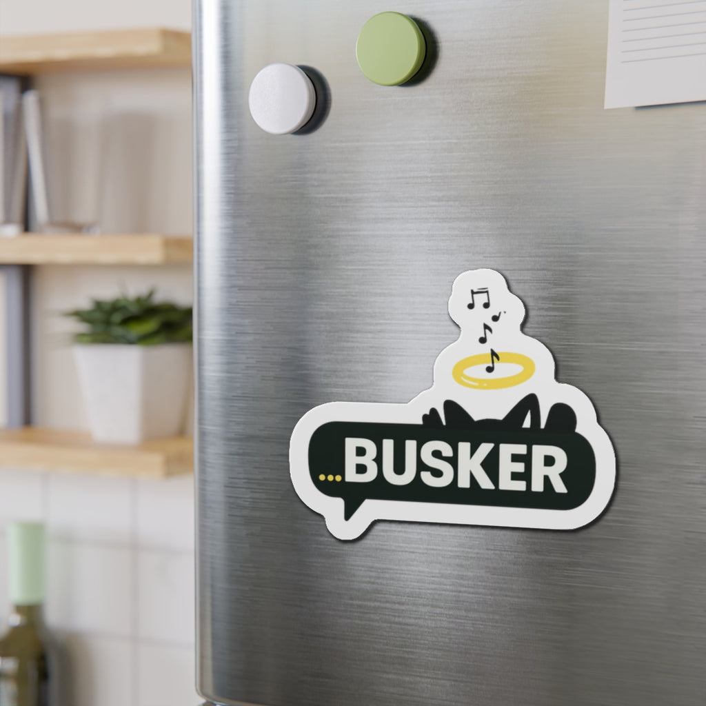 Busker Die-Cut Magnet, Musical Decor for Fridge, Gift for Musicians, Cute Magnet for Music Lovers, Home and Office Decor