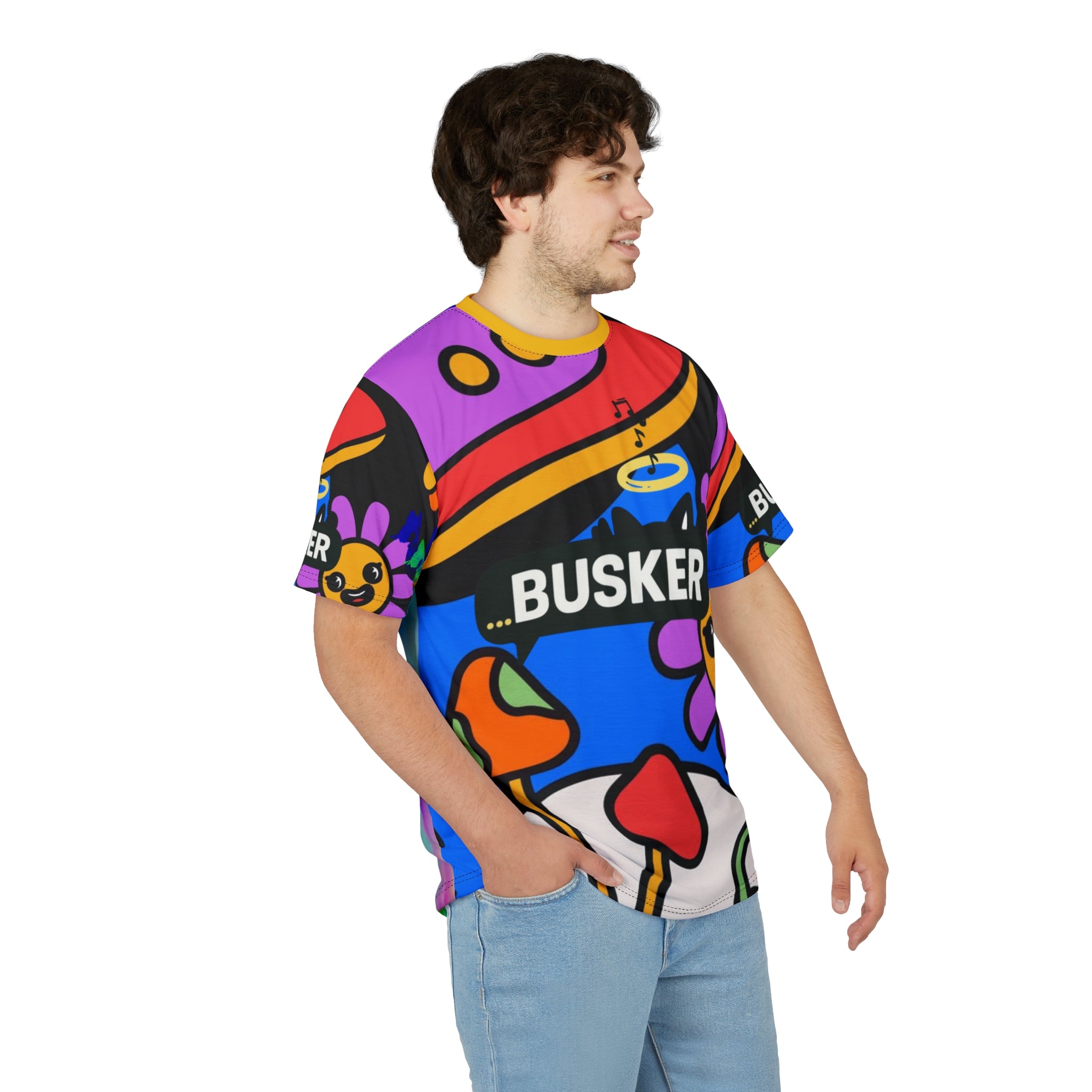 Busker Vibes Unisex Tee, Fun Graphic Shirt for Music Lovers, Trendy Colorful T-Shirt, Unique Gift for Festivals, Street Artists Fashion