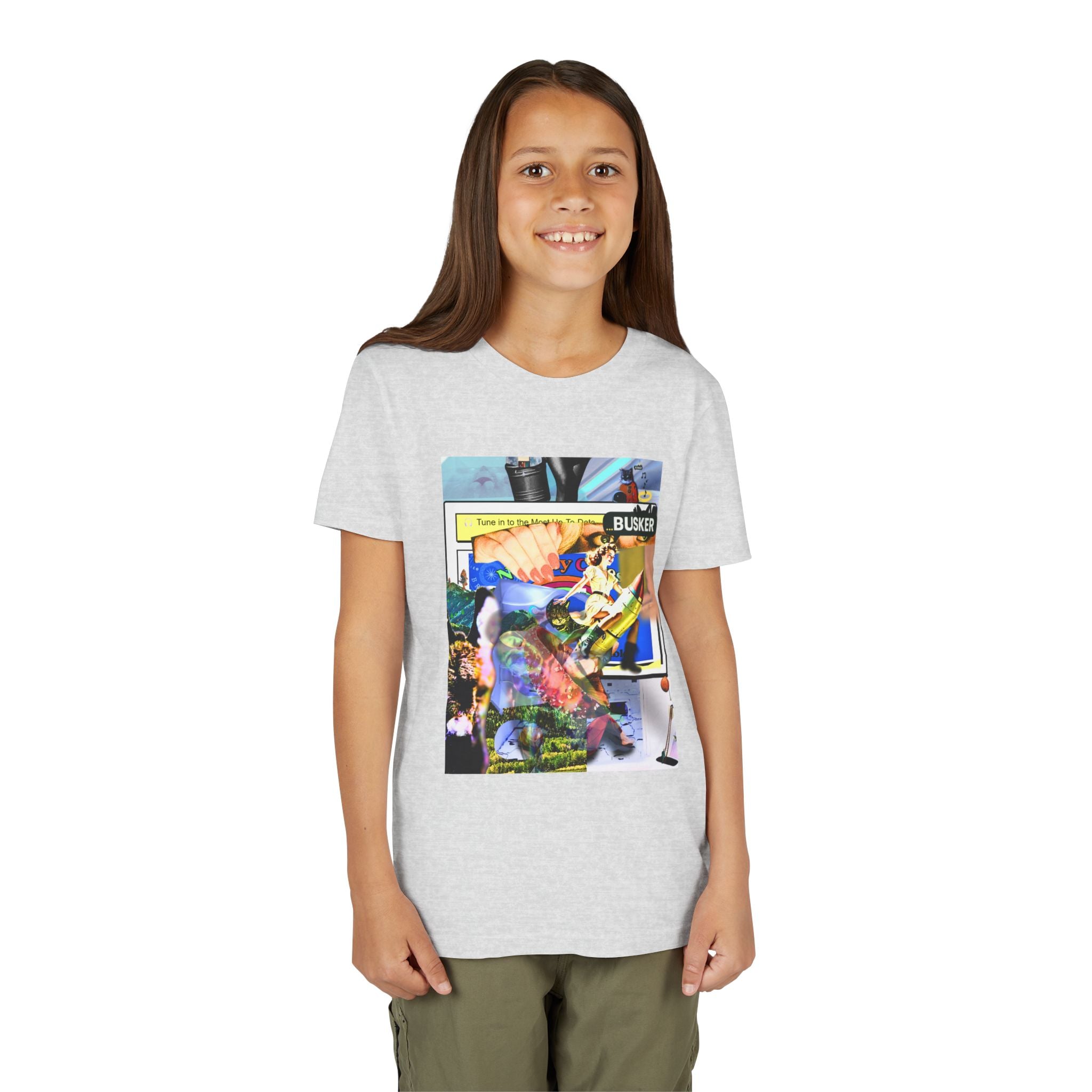 Colorful Youth Short Sleeve Tee - "Busker" Graphic Art Top