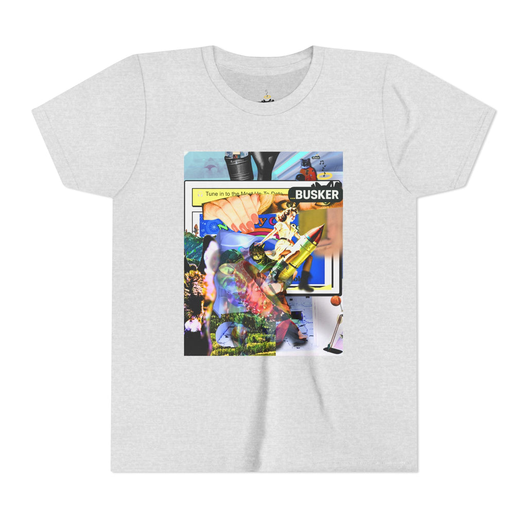 Colorful Youth Short Sleeve Tee - "Busker" Graphic Art Top