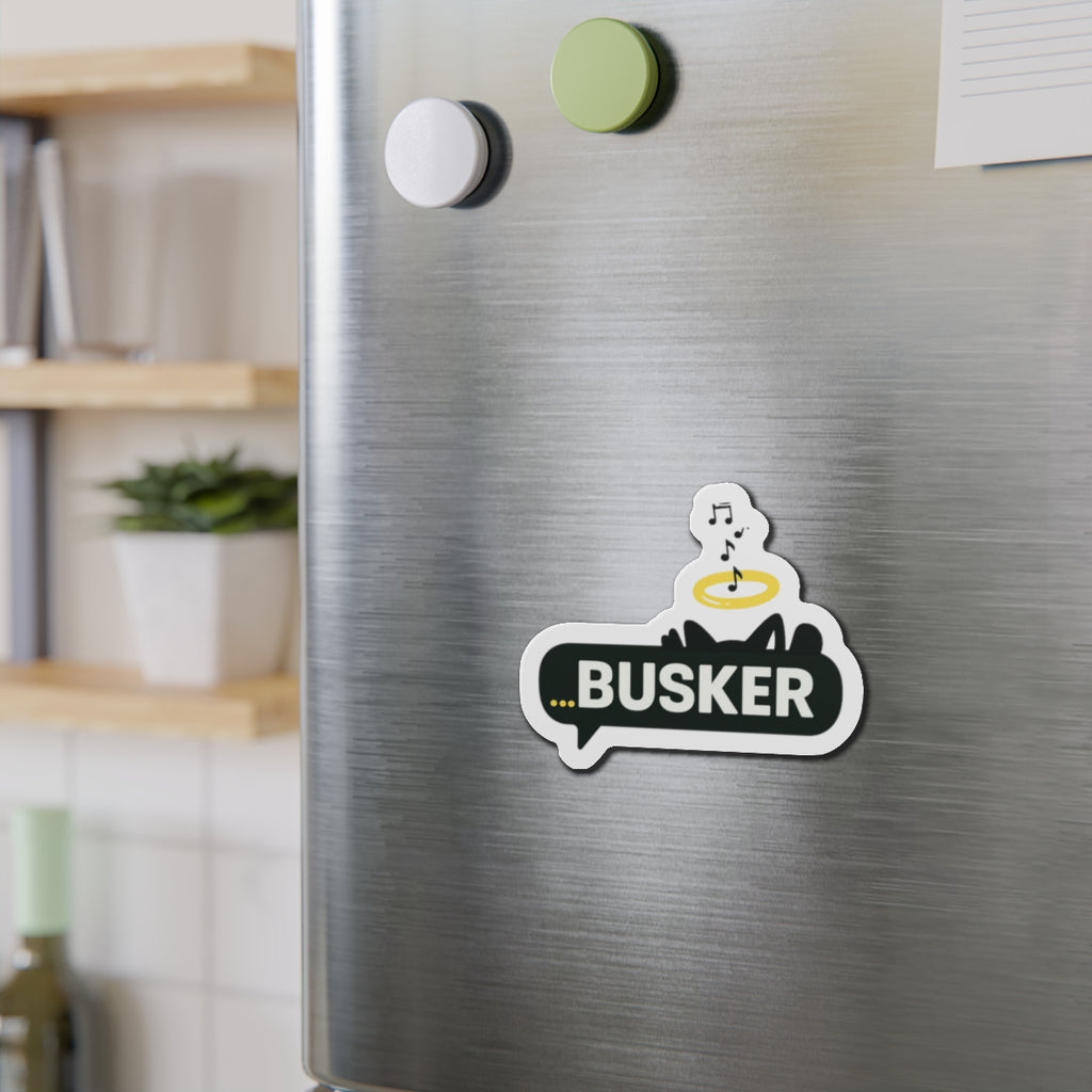 Busker Die-Cut Magnet, Musical Decor for Fridge, Gift for Musicians, Cute Magnet for Music Lovers, Home and Office Decor