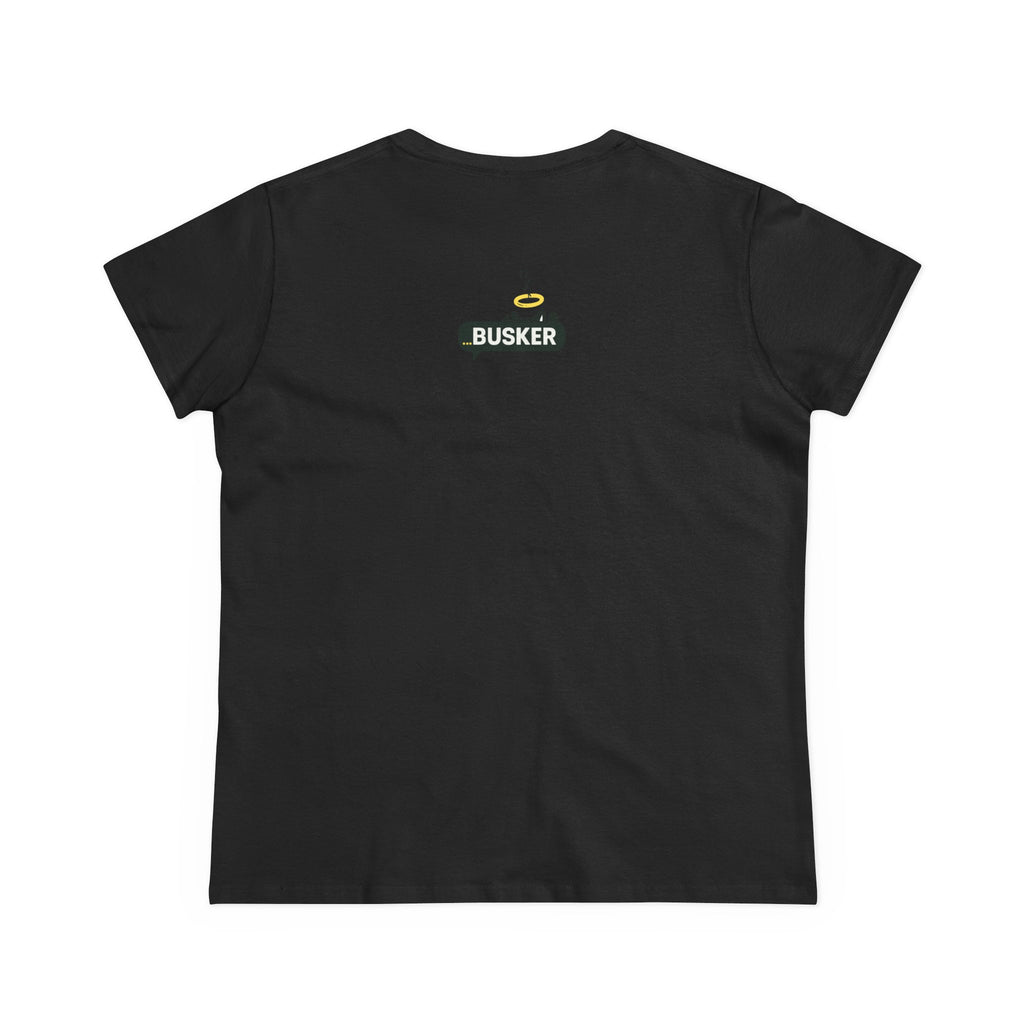 Dinosaur Busker Tee - Fun Women's Cotton T-Shirt, Casual Wear, Gift for Music Lovers, Dinosaur Design, Summer Essential