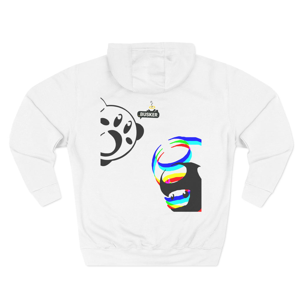 Colorful Busker Fleece Hoodie, Music Lover Hoodie, Street Performer Apparel, Cozy Fashion, Gift for Musicians, Art Enthusiast Clothing