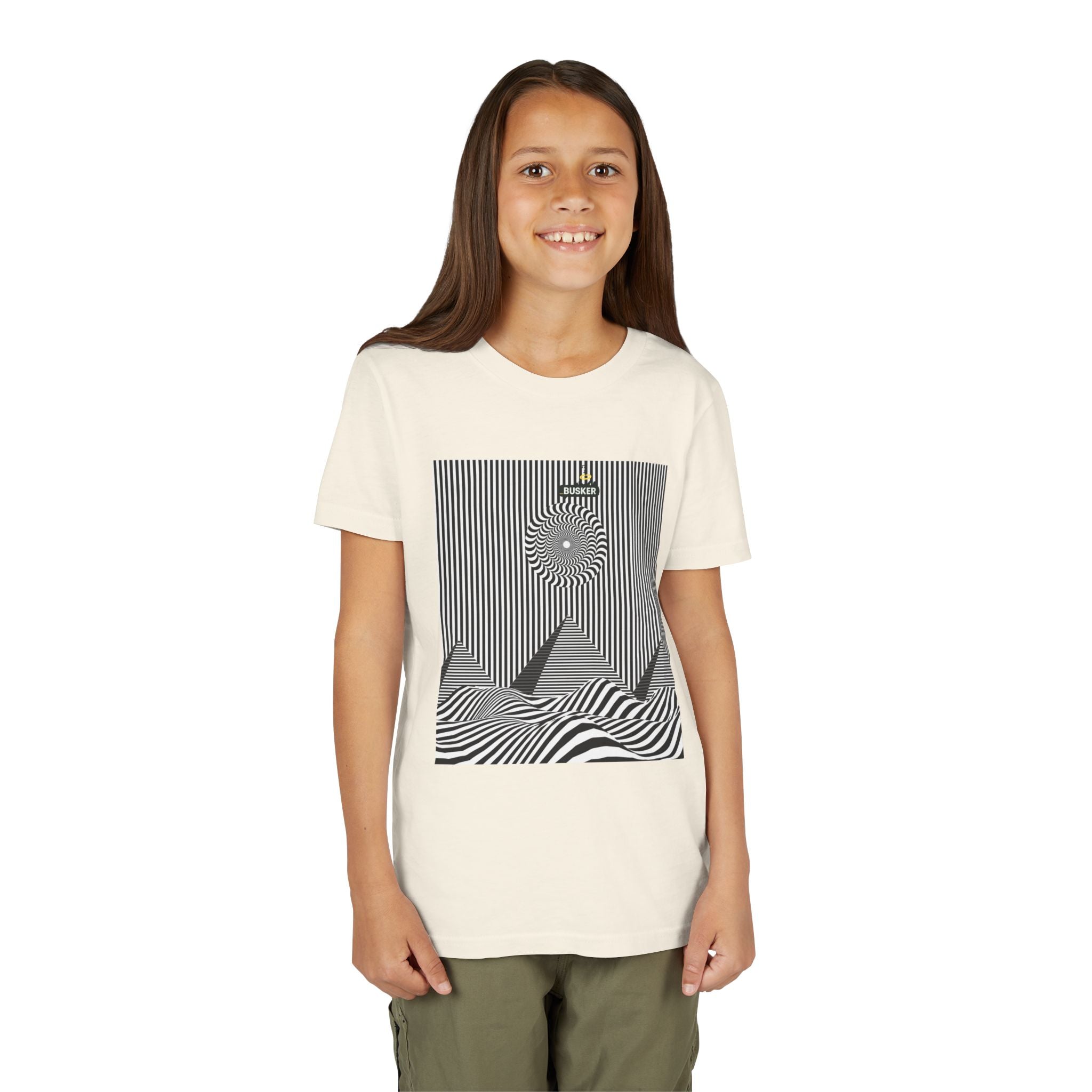 Stylish Youth Tee with Sunset Geometric Design, Summer Apparel, Kids Fashion, Gift for Birthdays, Fun Casual Wear, Graphic Tee