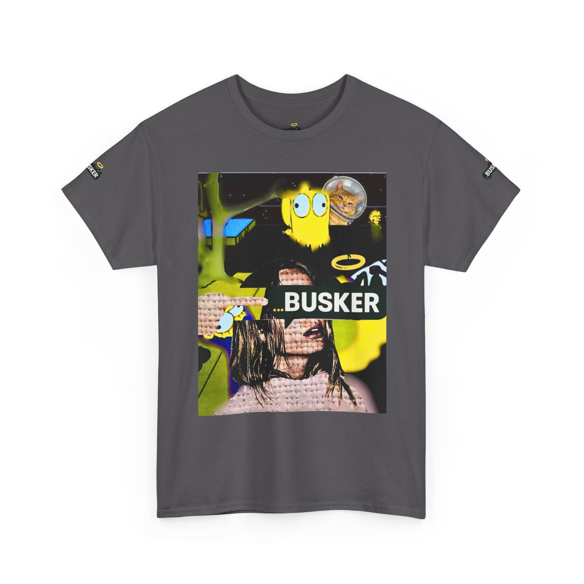 Artistic Unisex Heavy Cotton Tee - 'BUSKER' Graphic Design